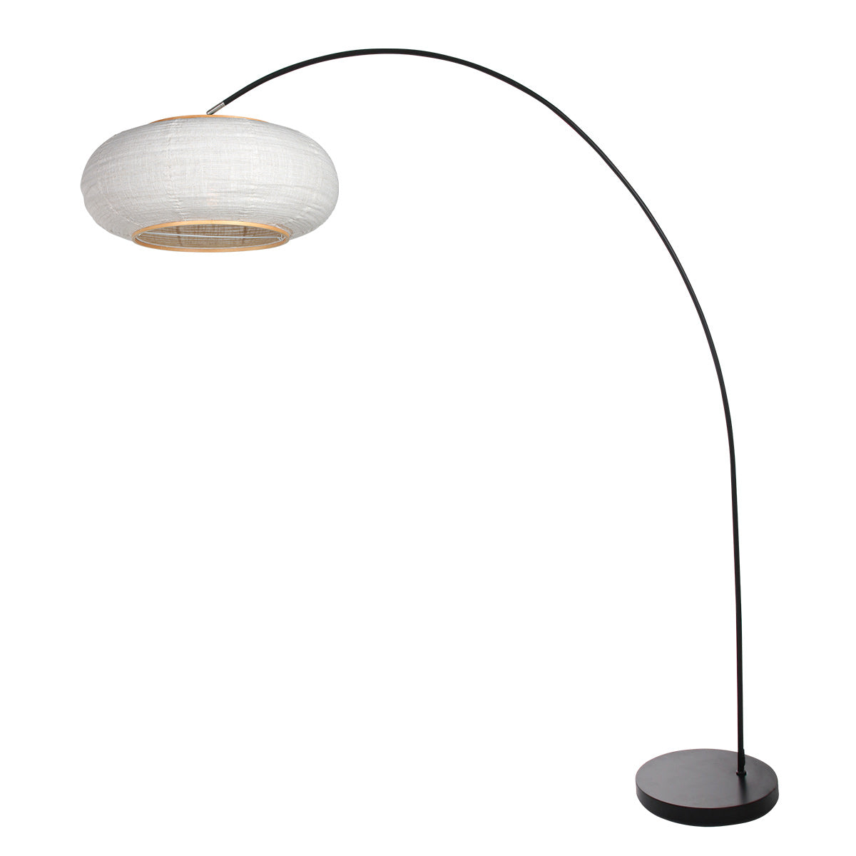 Buet gulvlampe Solva 4630ZW – sort buet gulvlampe med lampeskærm i linned Ø60 cm