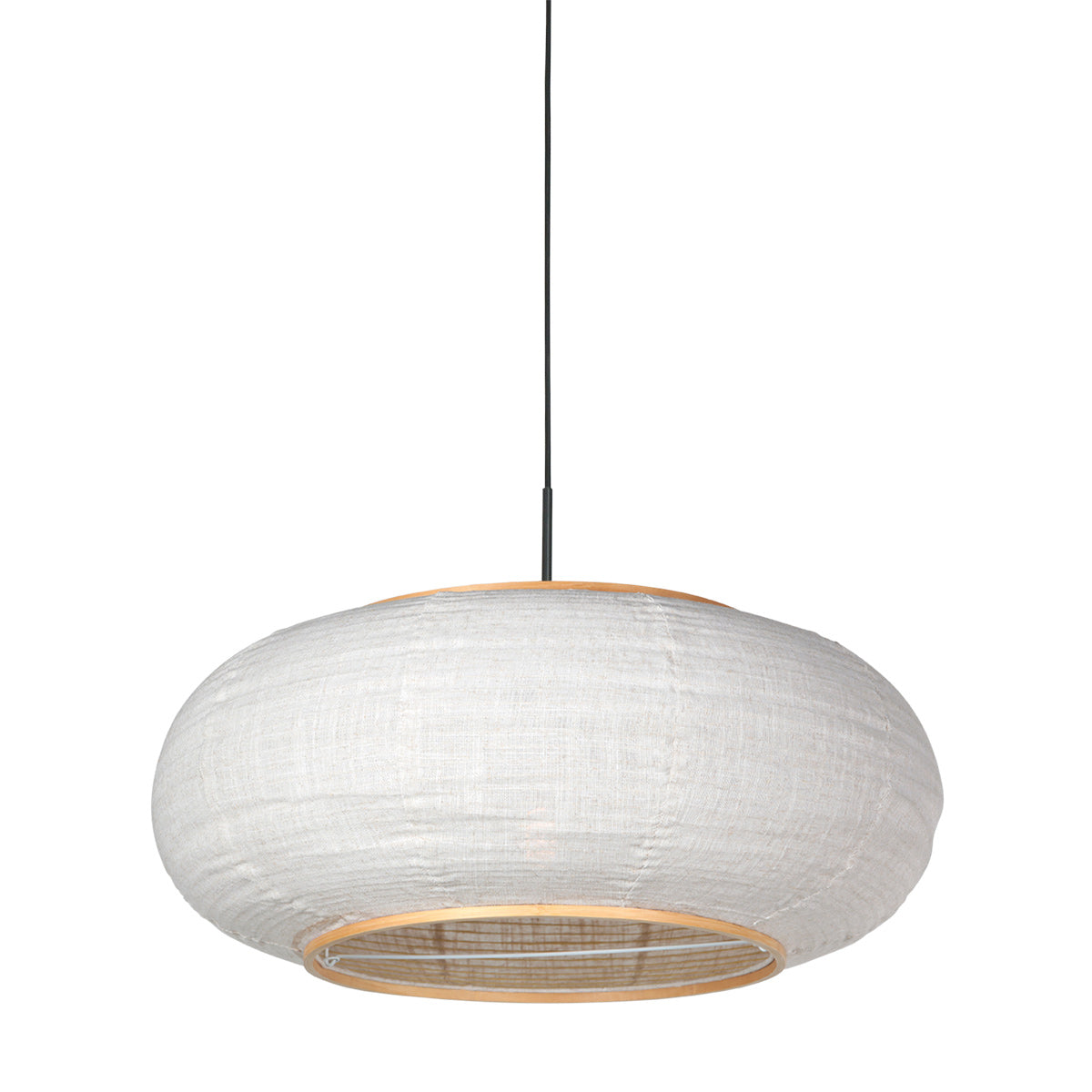 Hængelampe Silva Alba 4640ZW sort med linnedskærm Ø60 cm