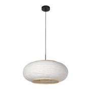 Hængelampe Silva Alba 4640ZW sort med linnedskærm Ø60 cm