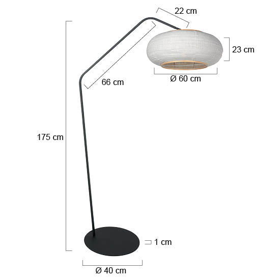 Sort gulvlampe Zig-Zag 4641ZW - med stemningsfuld linnedskærm