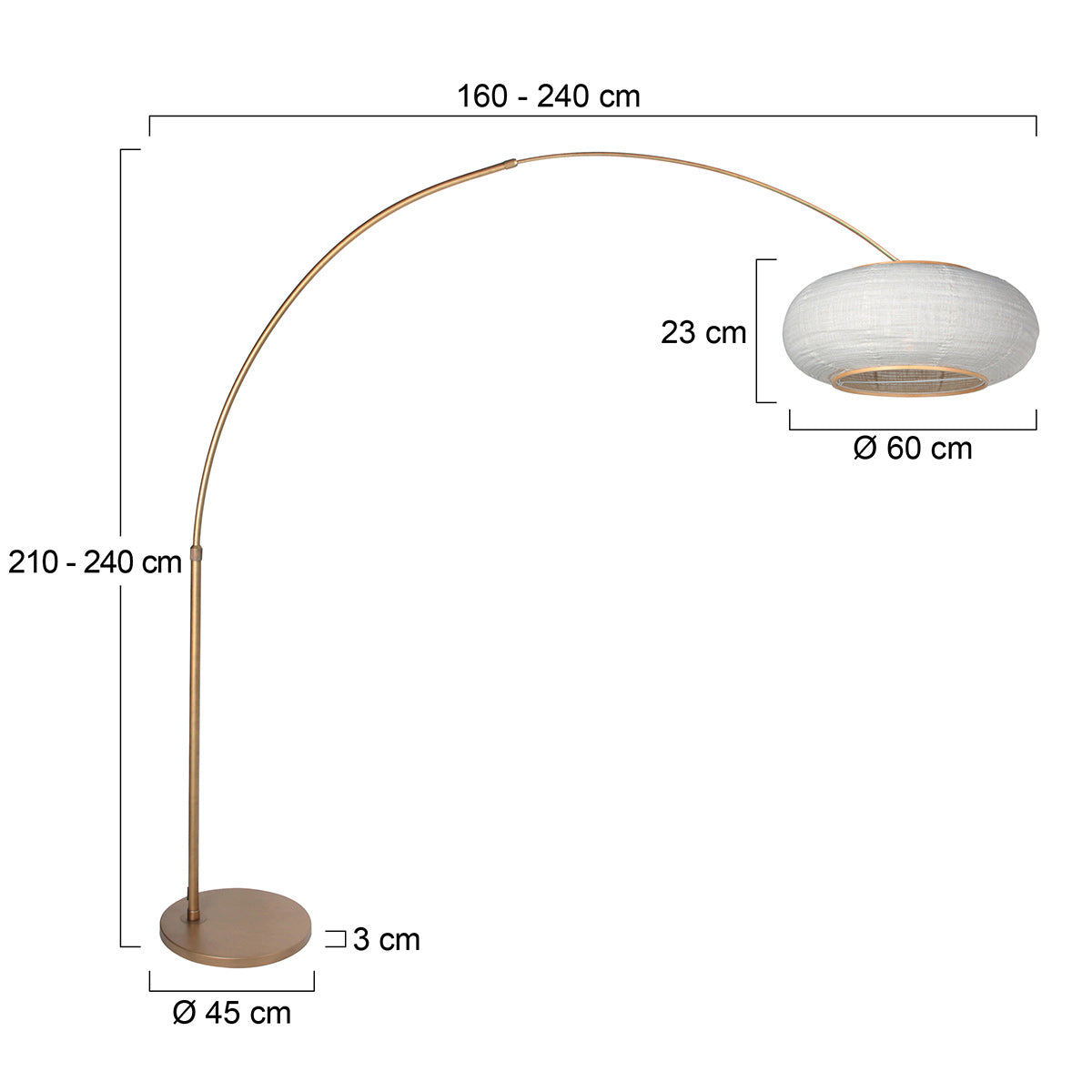 Buet gulvlampe Silva Alba 4672BR i bronze med hørskærm Ø60 cm