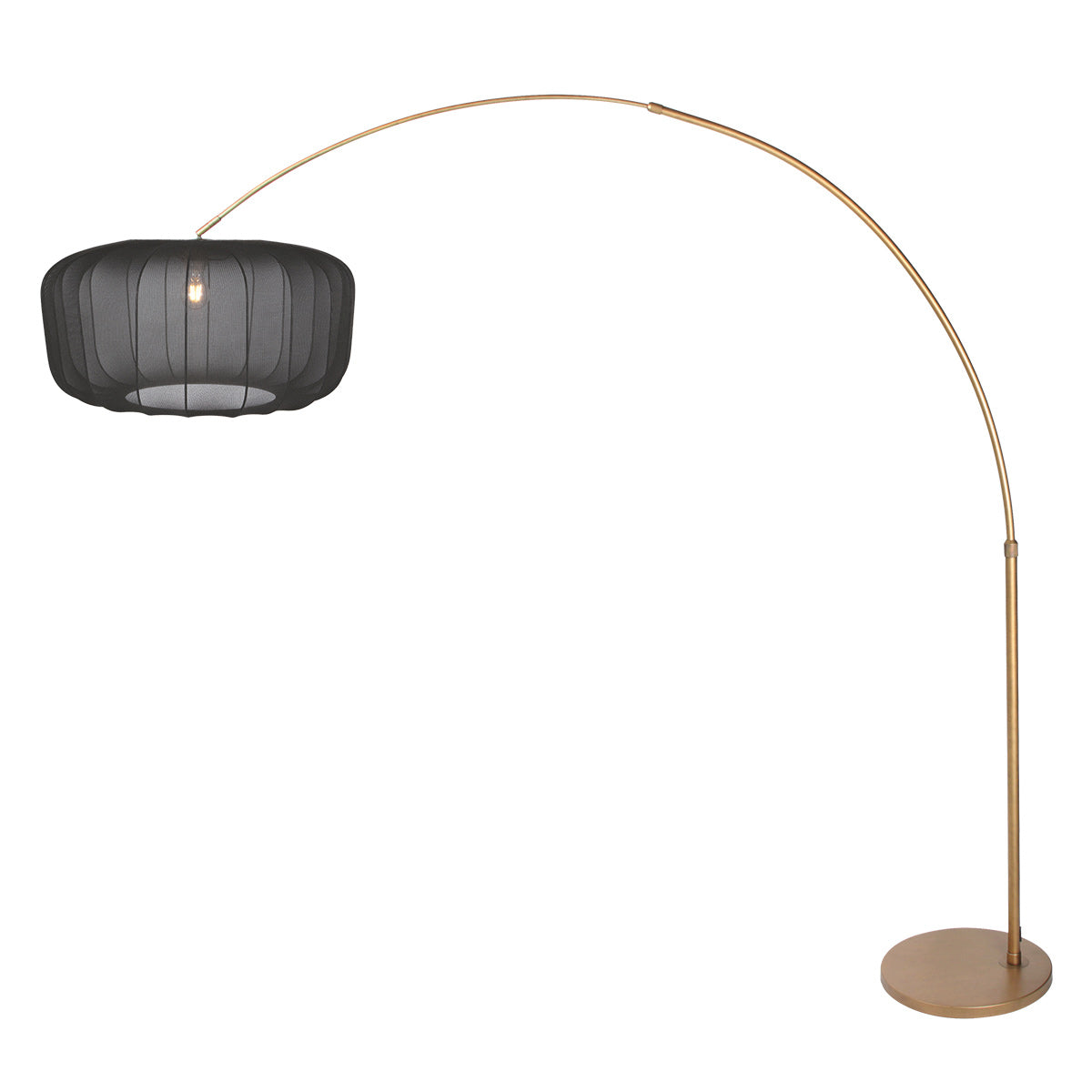 Buelampe Vela Lino 4674BR i bronze med sort tekstilskærm Ø60 cm