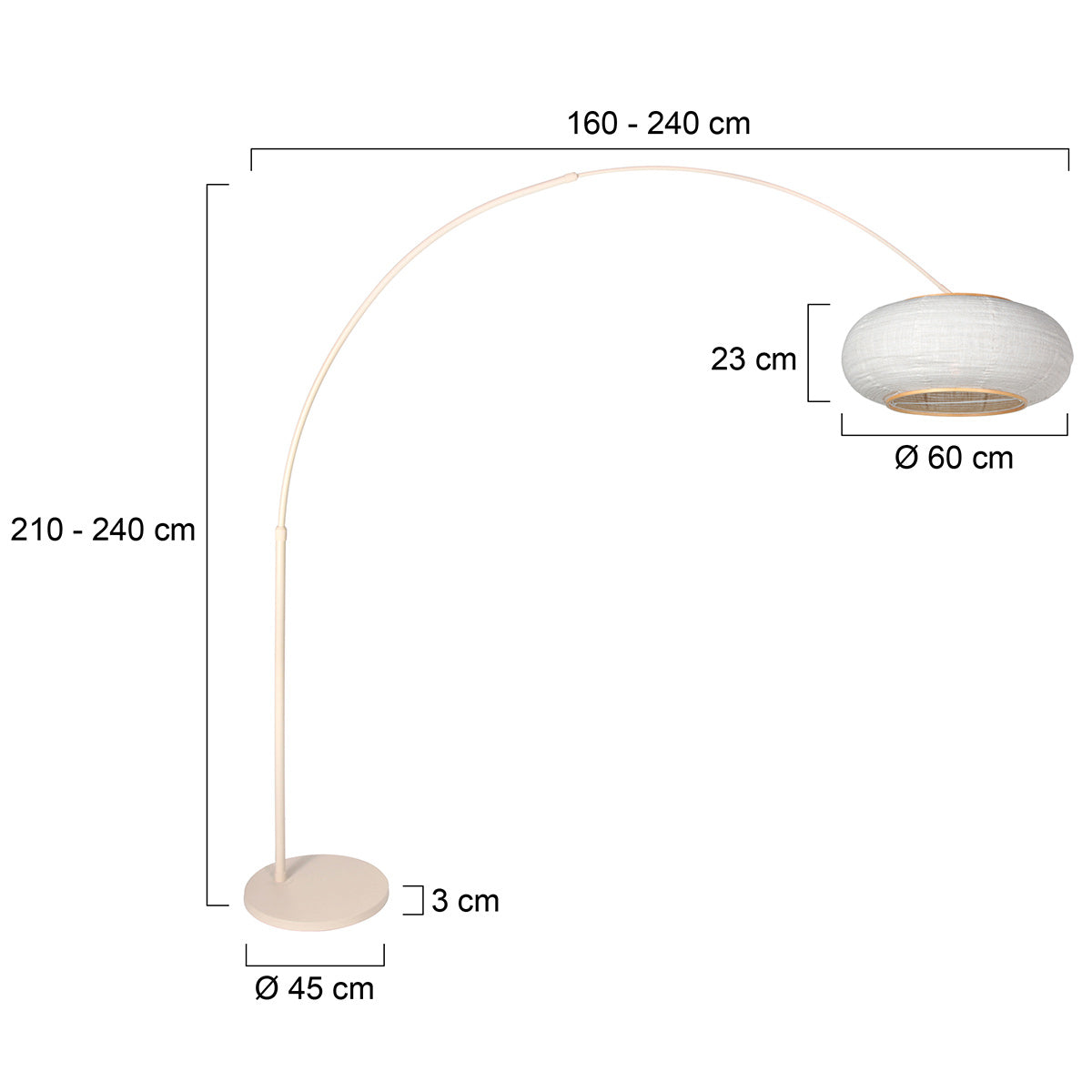 Buelampe Silva Alba 4677CR cremefarvet med linnedskærm Ø60 cm