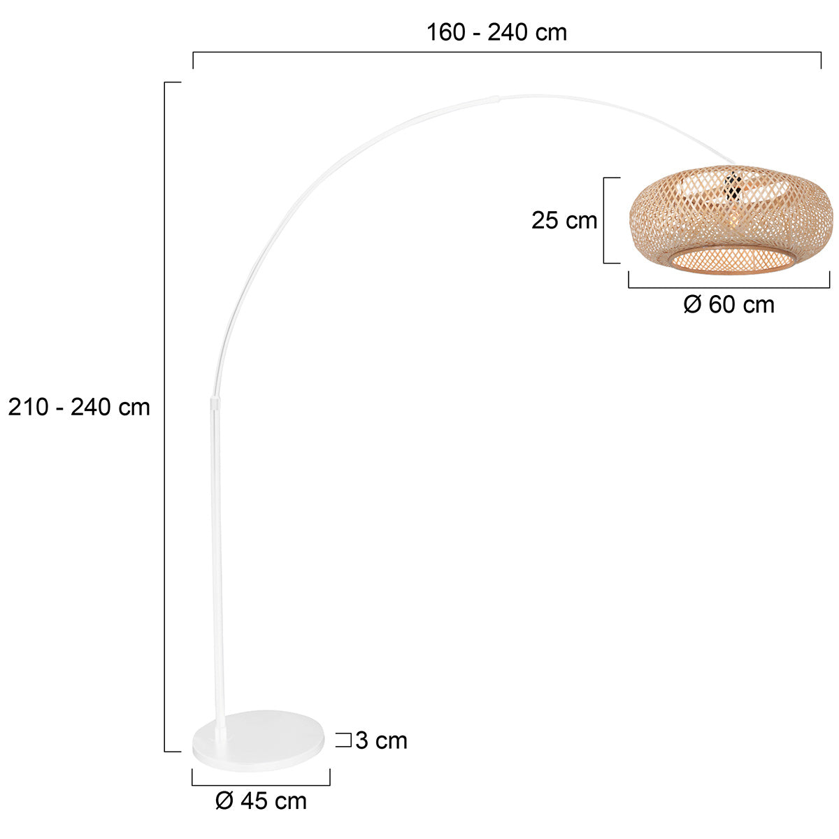 Buelampe Maze Natural 4686W hvid med bambusskærm Ø60 cm