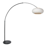 Buelampe Silva Alba 4691ZW sort med lampeskærm i linned Ø60 cm