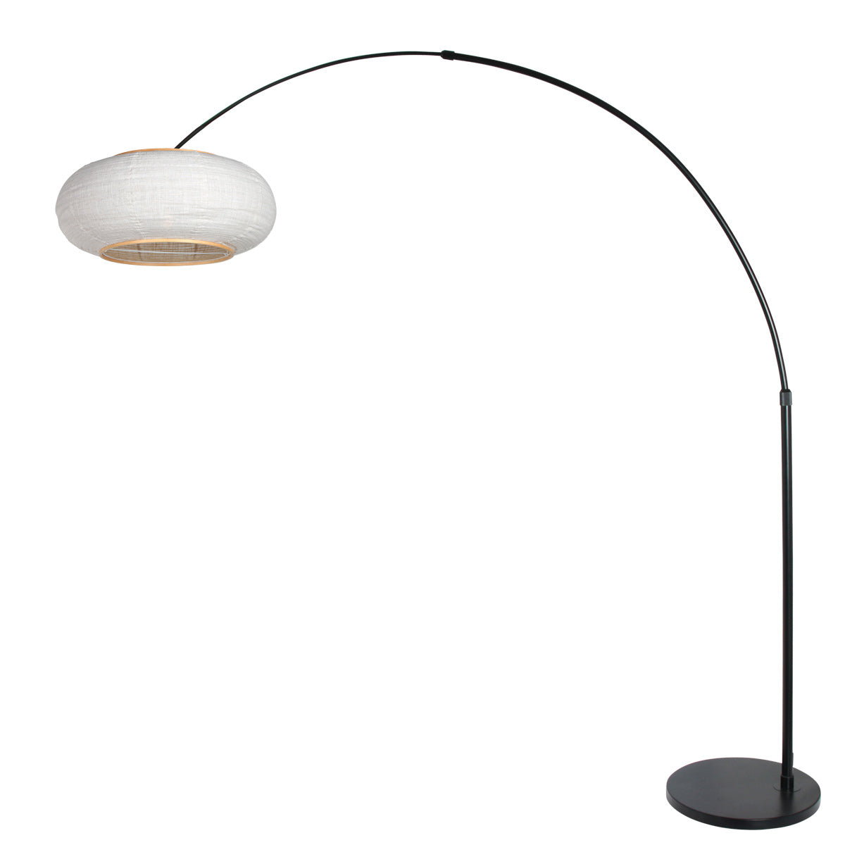 Buelampe Silva Alba 4691ZW sort med lampeskærm i linned Ø60 cm