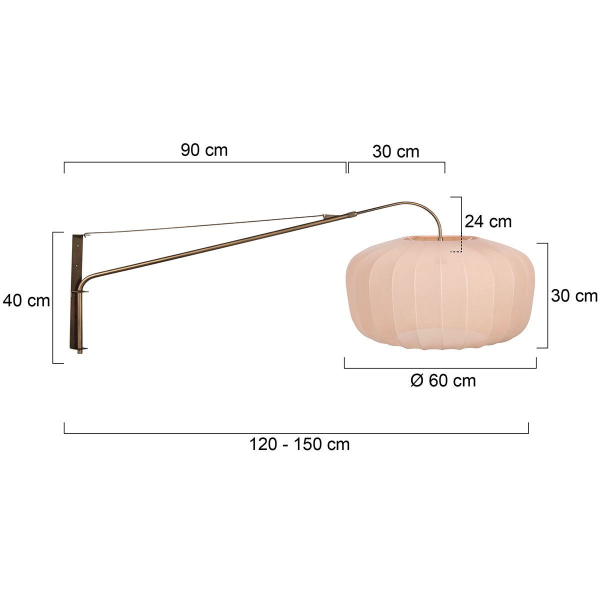 Væglampe Vela Lino 4748BR bronzefarvet med beige-creme tekstilskærm