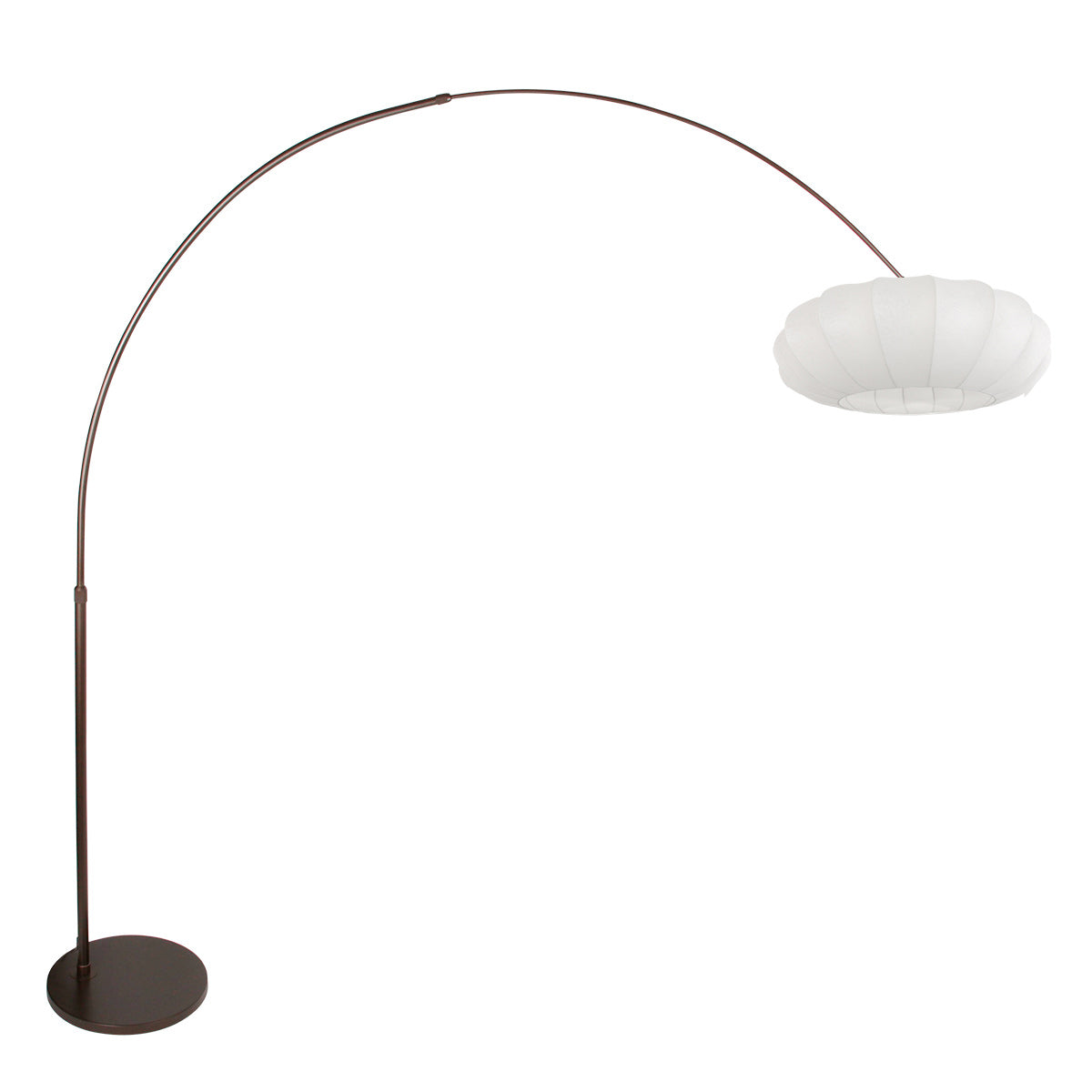 Buegulvlampe Luma Nola 4755CA kakaofarvet med hvid silkeskærm