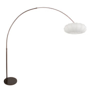 Buegulvlampe Luma Nola 4755CA kakaofarvet med hvid silkeskærm