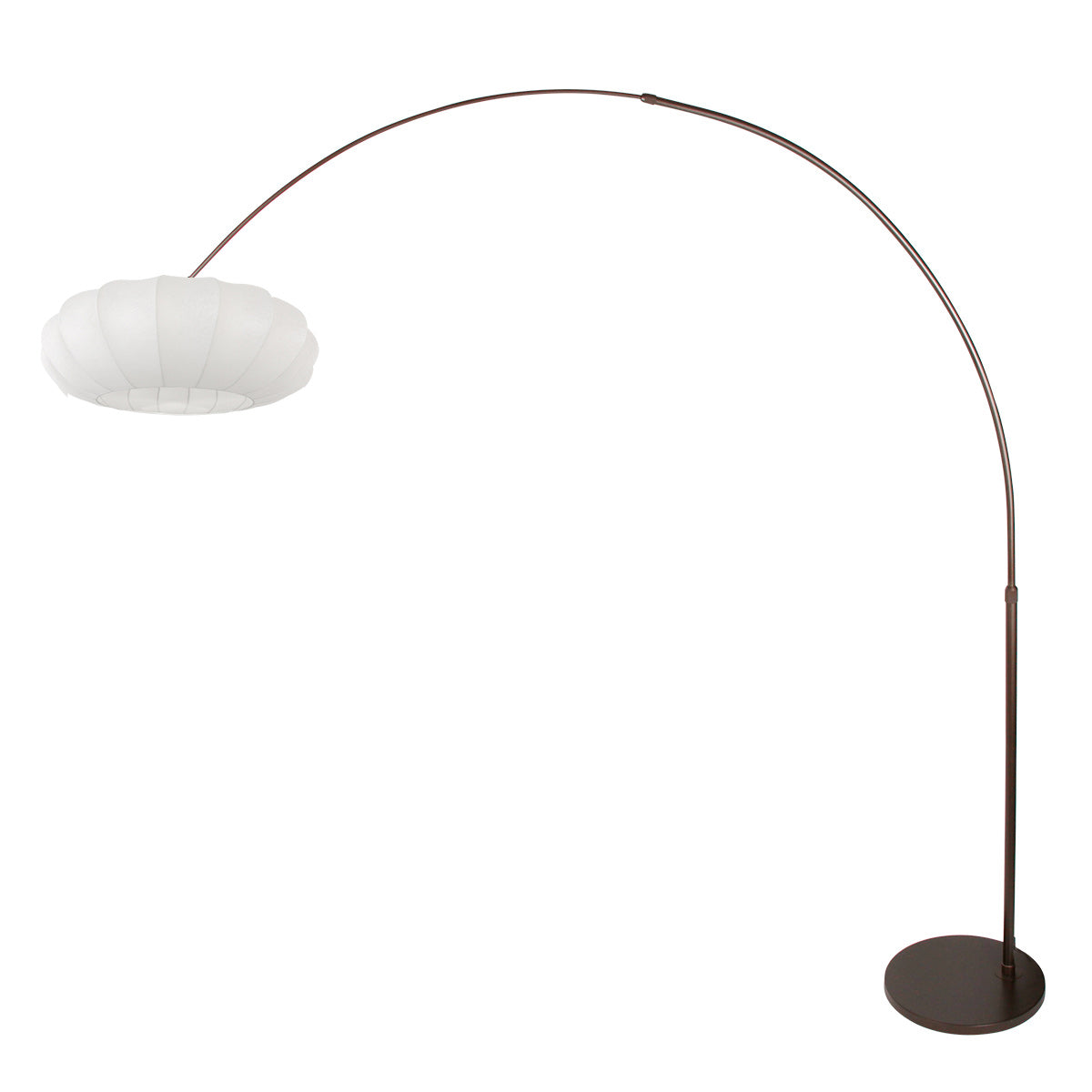 Buegulvlampe Luma Nola 4755CA kakaofarvet med hvid silkeskærm