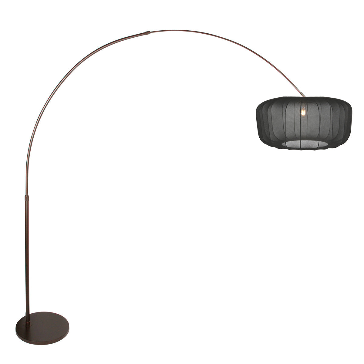 Buet gulvlampe Vela Lino 4763CA kakaofarvet med sort stofskærm Ø60 cm