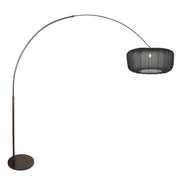 Buet gulvlampe Vela Lino 4763CA kakaofarvet med sort stofskærm Ø60 cm