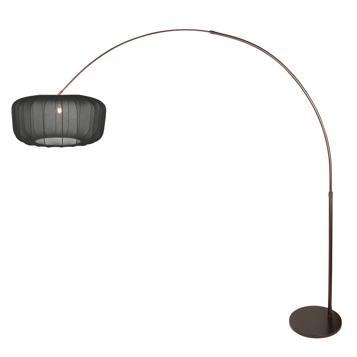 Buet gulvlampe Vela Lino 4763CA kakaofarvet med sort stofskærm Ø60 cm