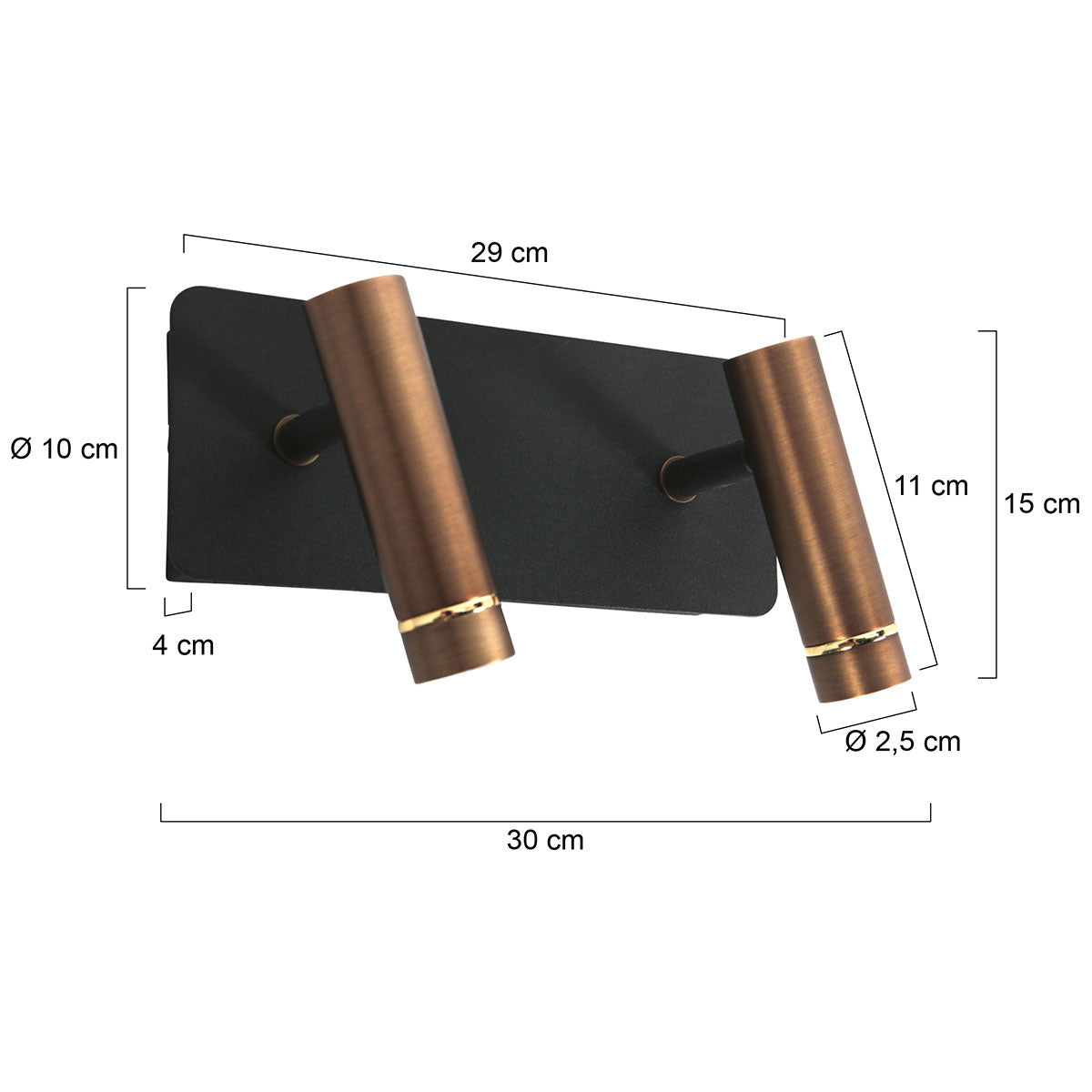 Væglampe Lumo 4851BR - 2-lyset spot med varme bronzefarvede accenter