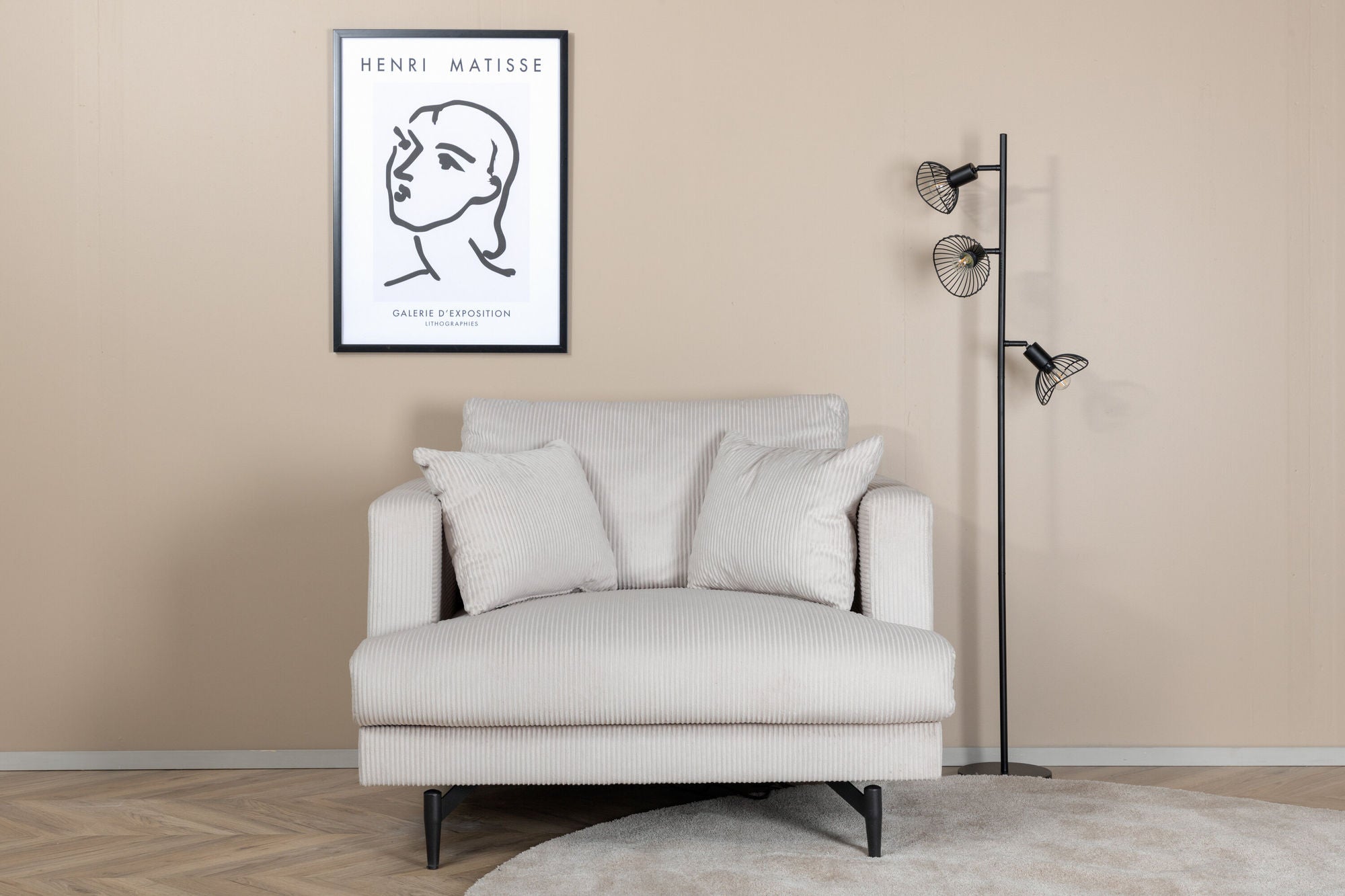 Venture Home Sofia Single Sofa - Black / Beige Corduroy