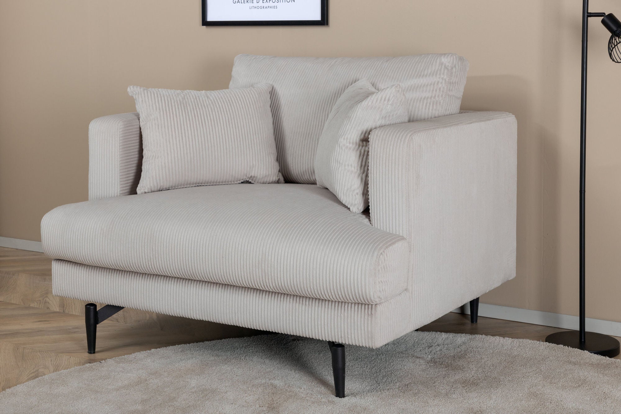 Venture Home Sofia Single Sofa - Black / Beige Corduroy