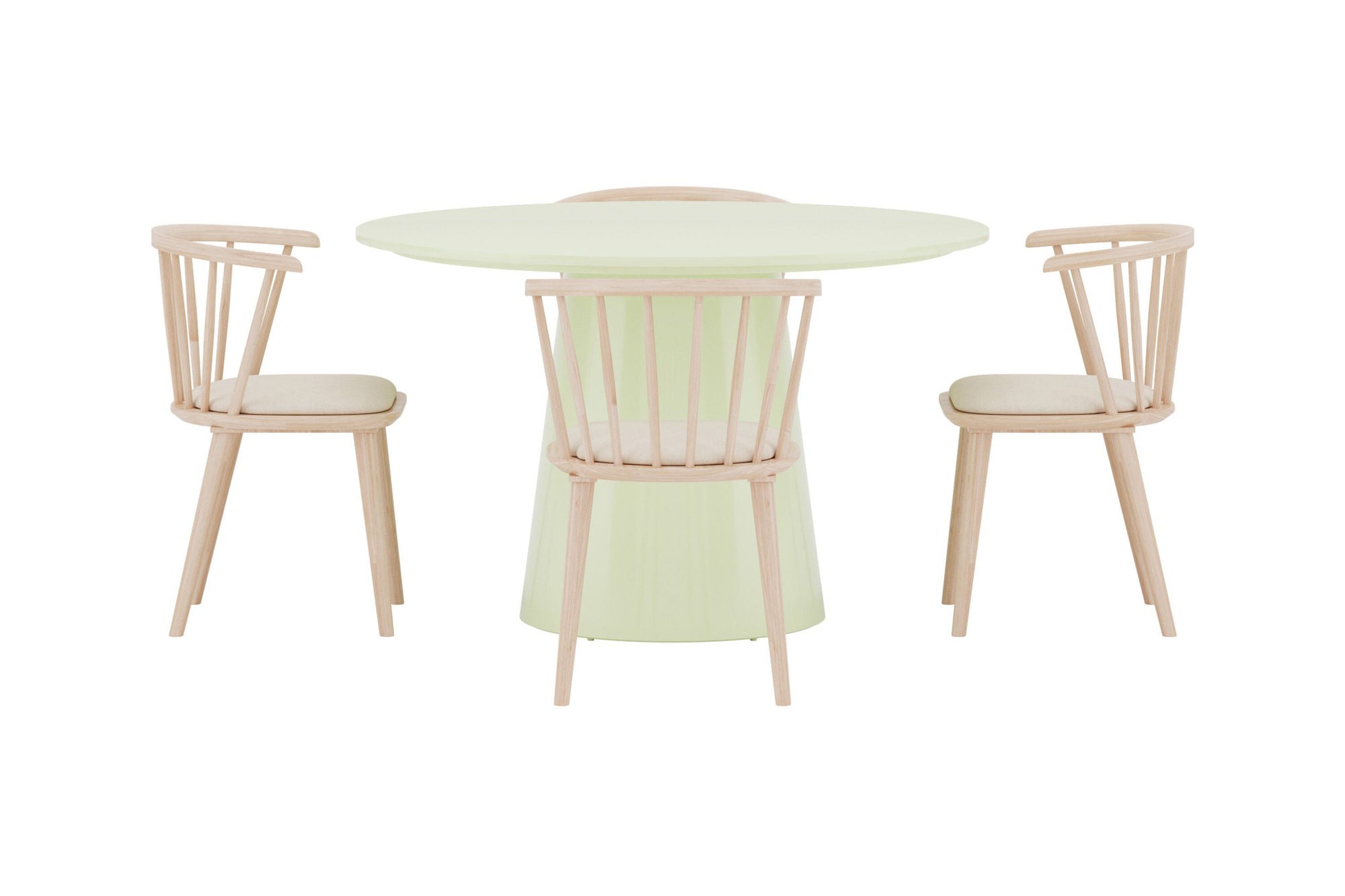 Venture Home Lanzo spisebord Ø120 Matcha Green + Bobby stol 2-pack Whitewash Wood _4
