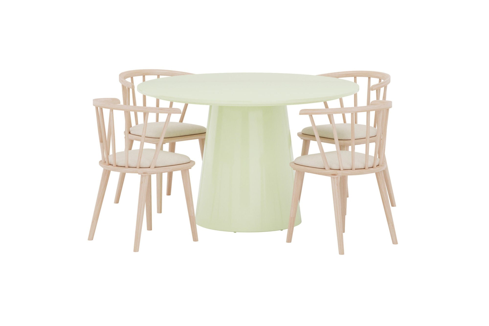 Venture Home Lanzo spisebord Ø120 Matcha Green + Bobby stol 2-pack Whitewash Wood _4