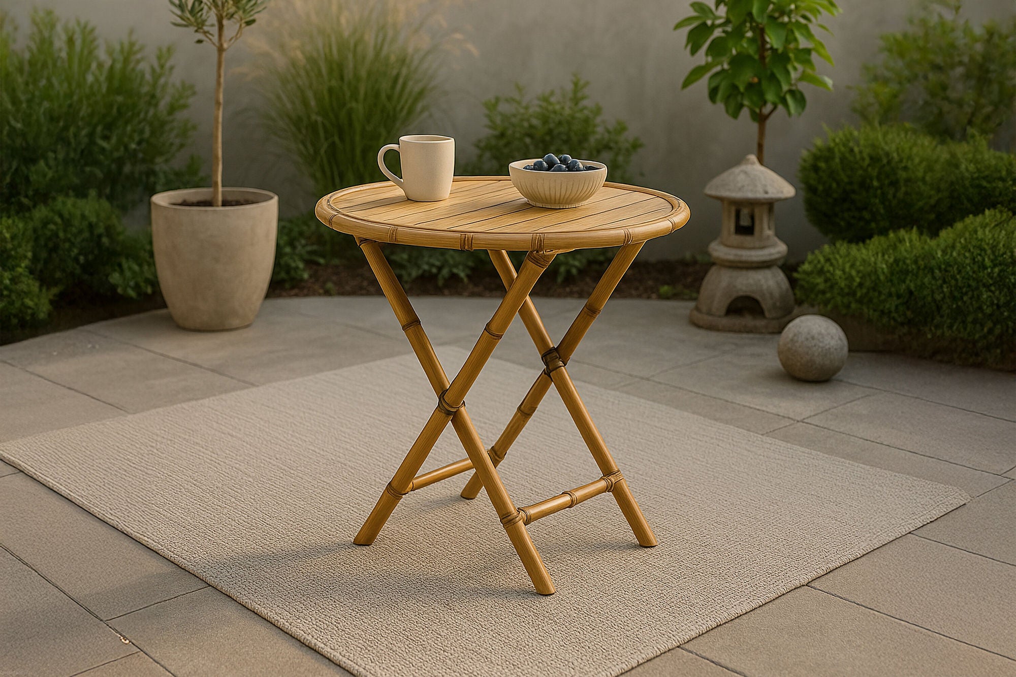Venture Home Cane Café bord ø80cm - Bamboo