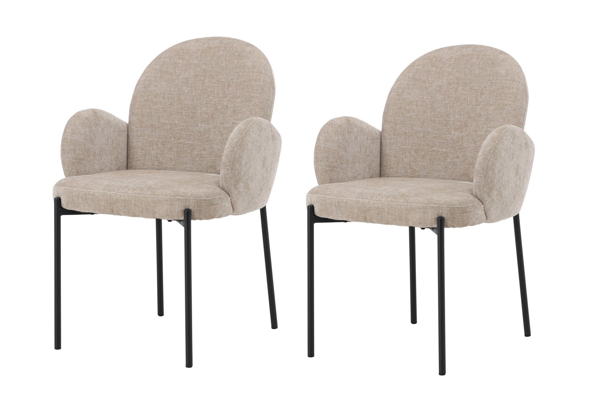 Venture Home Blom Spisebordsstol 2-Pack - Black Steel / Beige Fabric