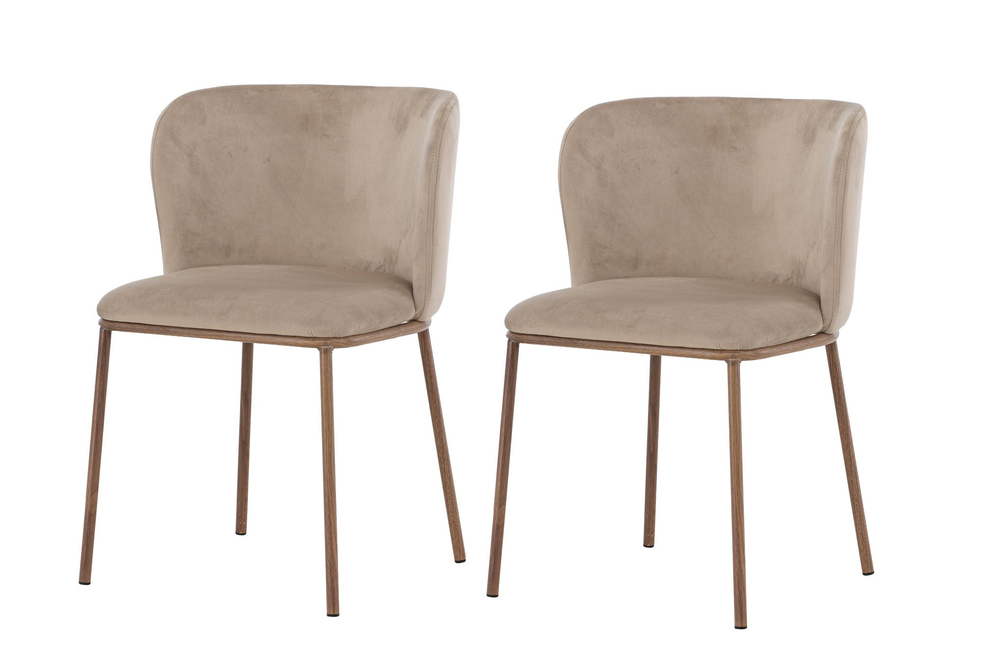 Venture Home Edina Spisebordsstol 2-Pack - Steel Woodlook 3D Paper / Beige Velvet