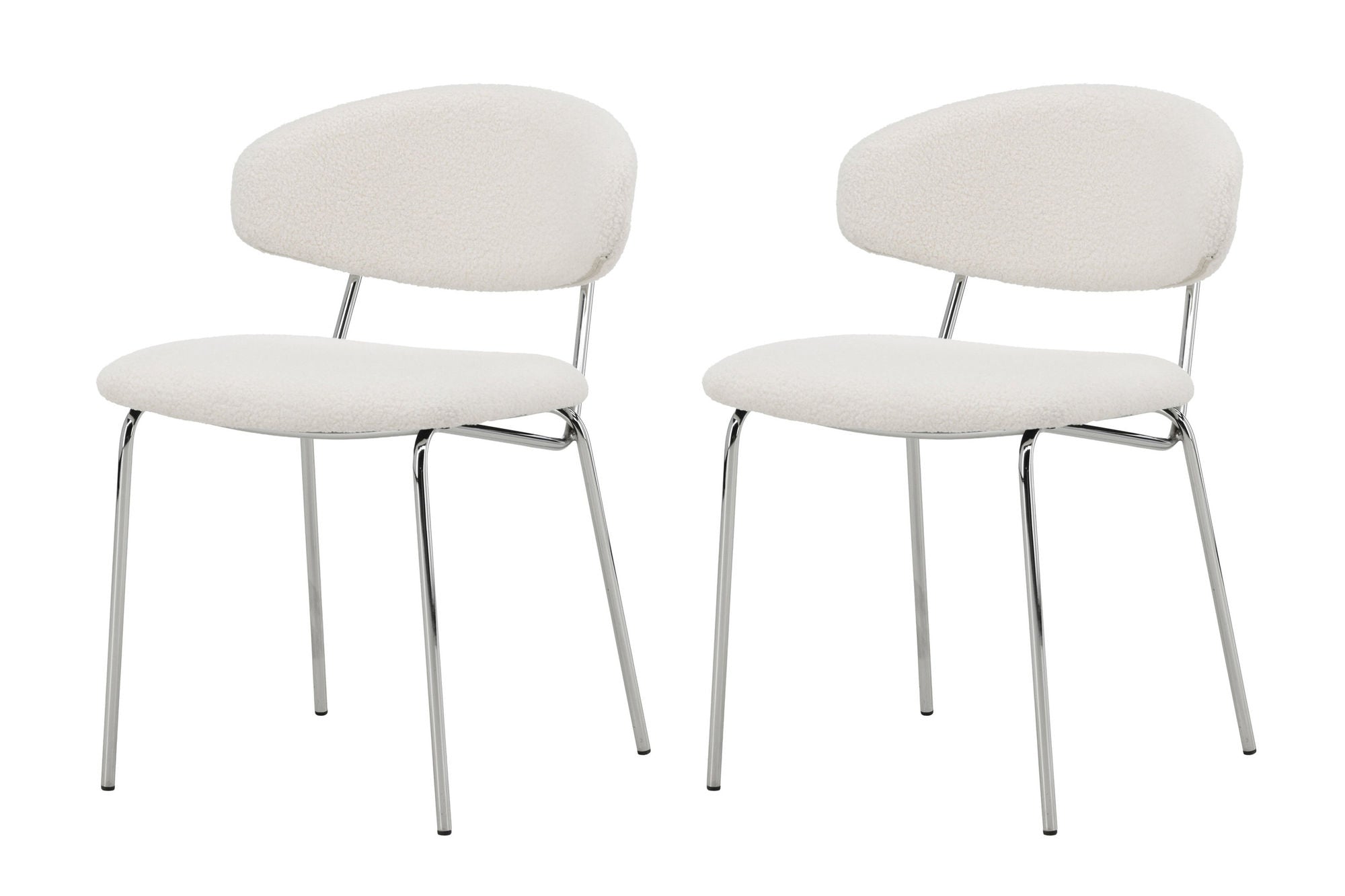 Venture Home Chico Spisebordsstol 2-Pack - Steel Chrome Legs / White Boucle