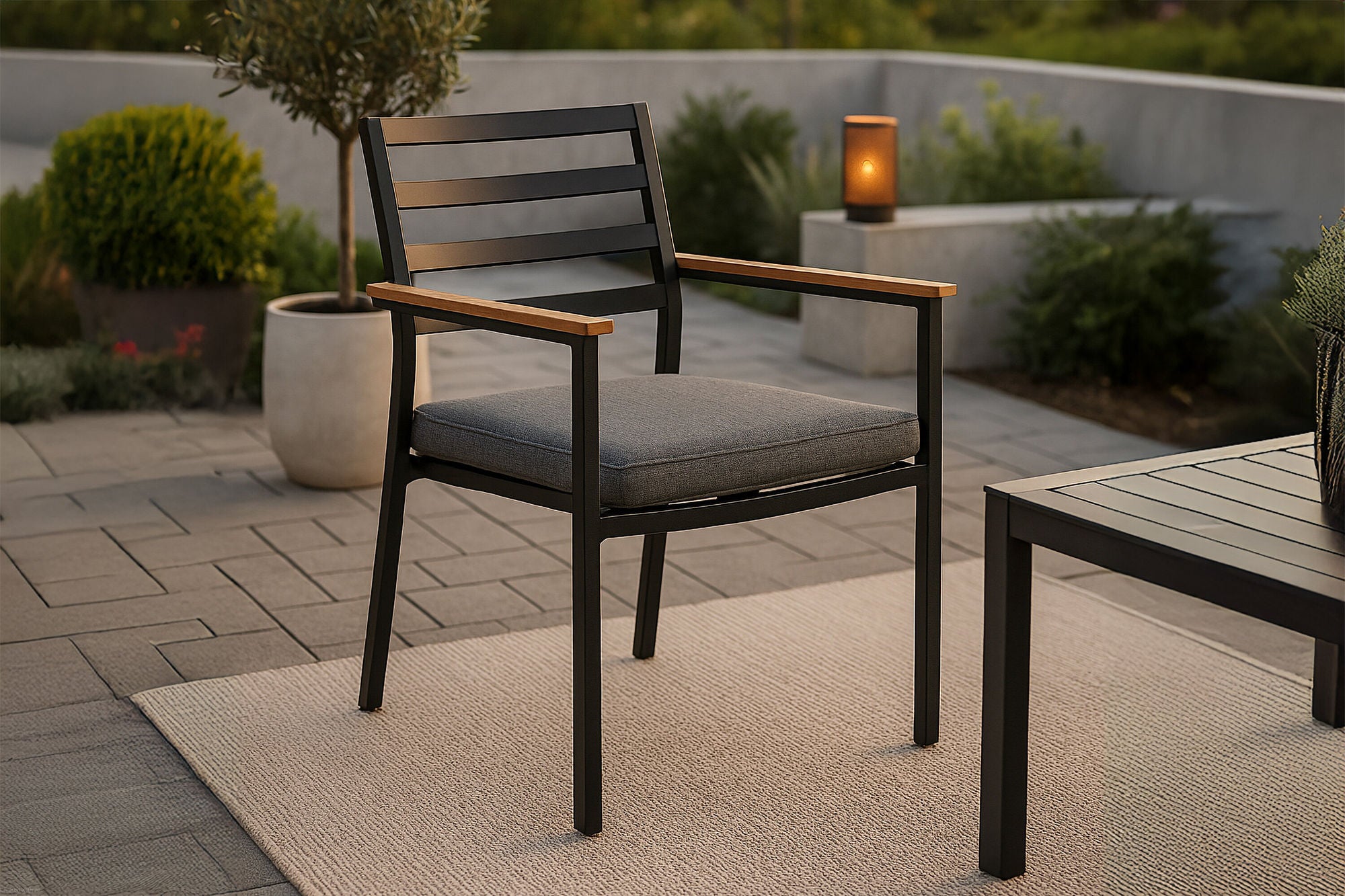 Venture Home Brasilia Karmstol 2-pack (stapelbar) - Svart Alu / Teak