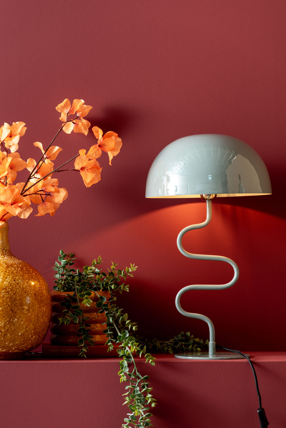 LEITMOTIV Table lamp Twist enamel misty blue