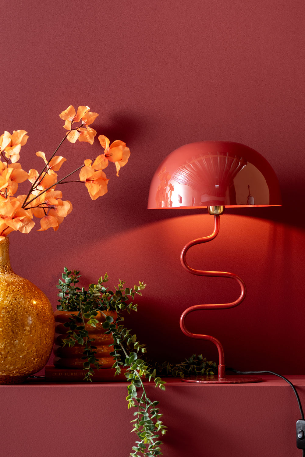 LEITMOTIV Table lamp Twist enamel red ochre