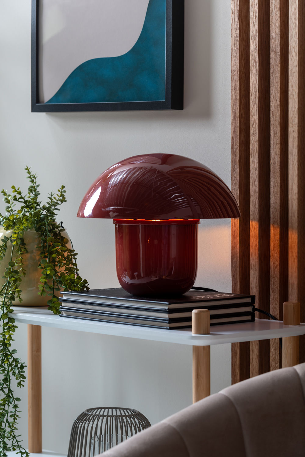 LEITMOTIV Table lamp Fat Mushroom red ochre