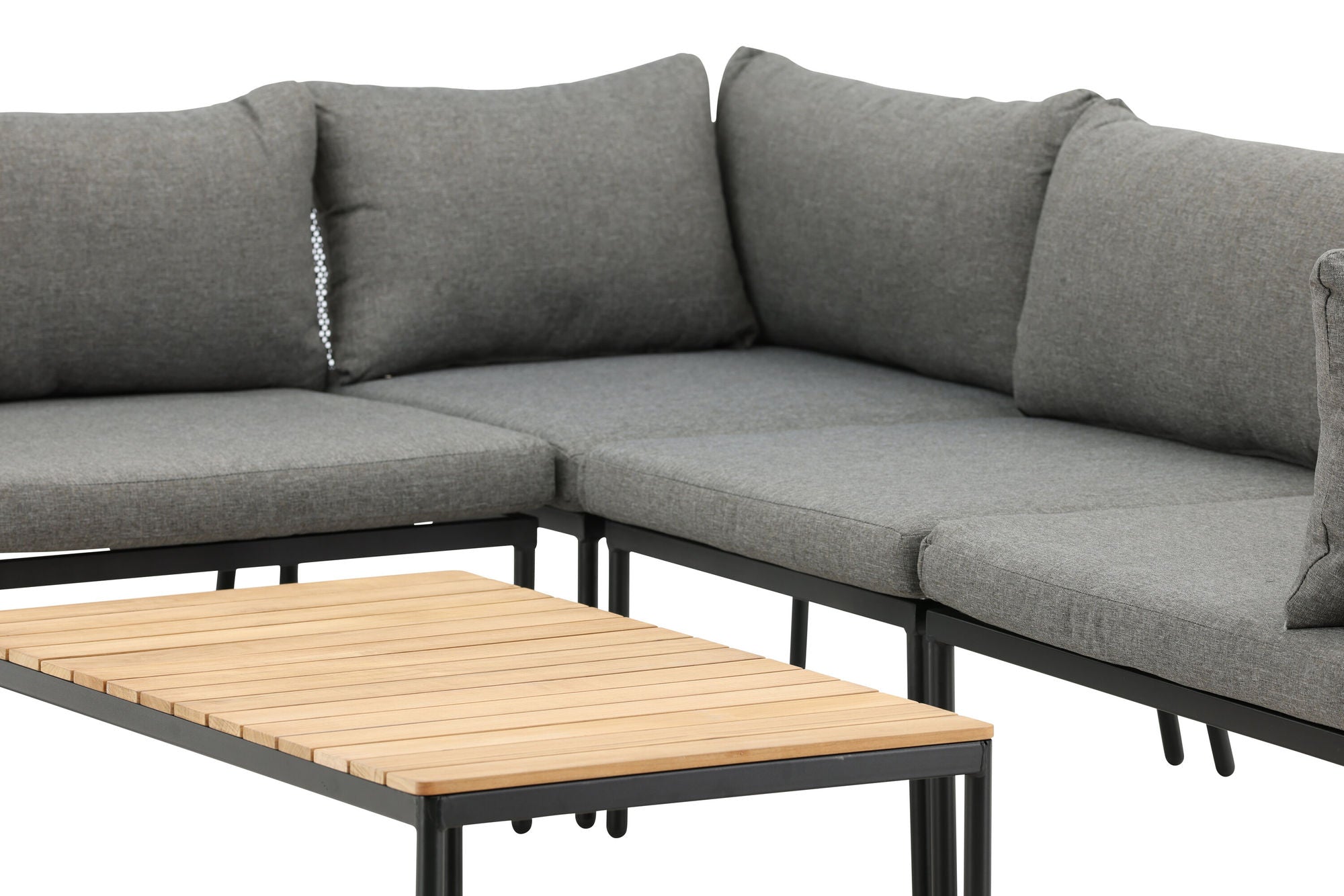 Venture Home Nettan - hjørne sofa set - black Steel / Grey Cushion / Teak