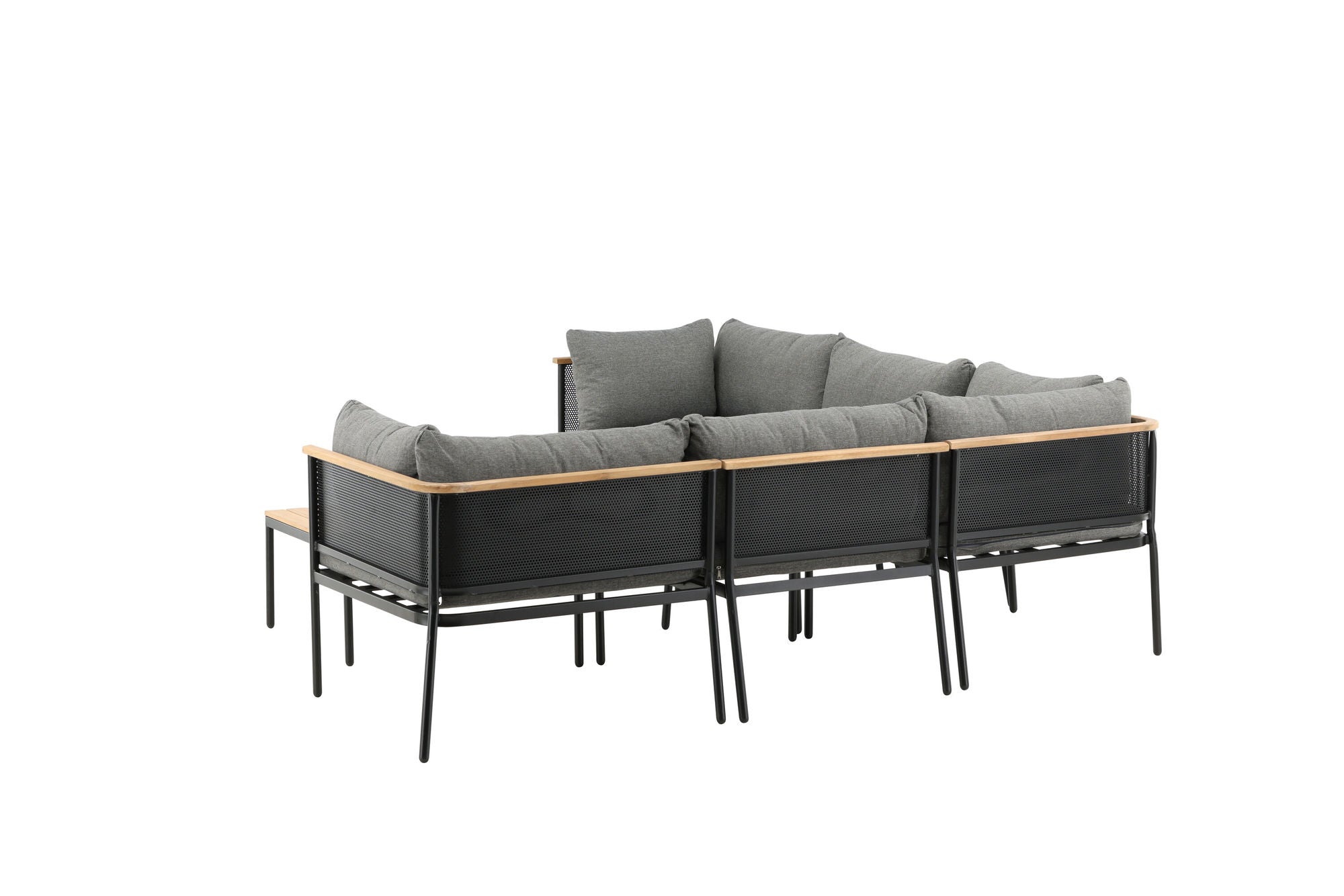 Venture Home Nettan - hjørne sofa set - black Steel / Grey Cushion / Teak