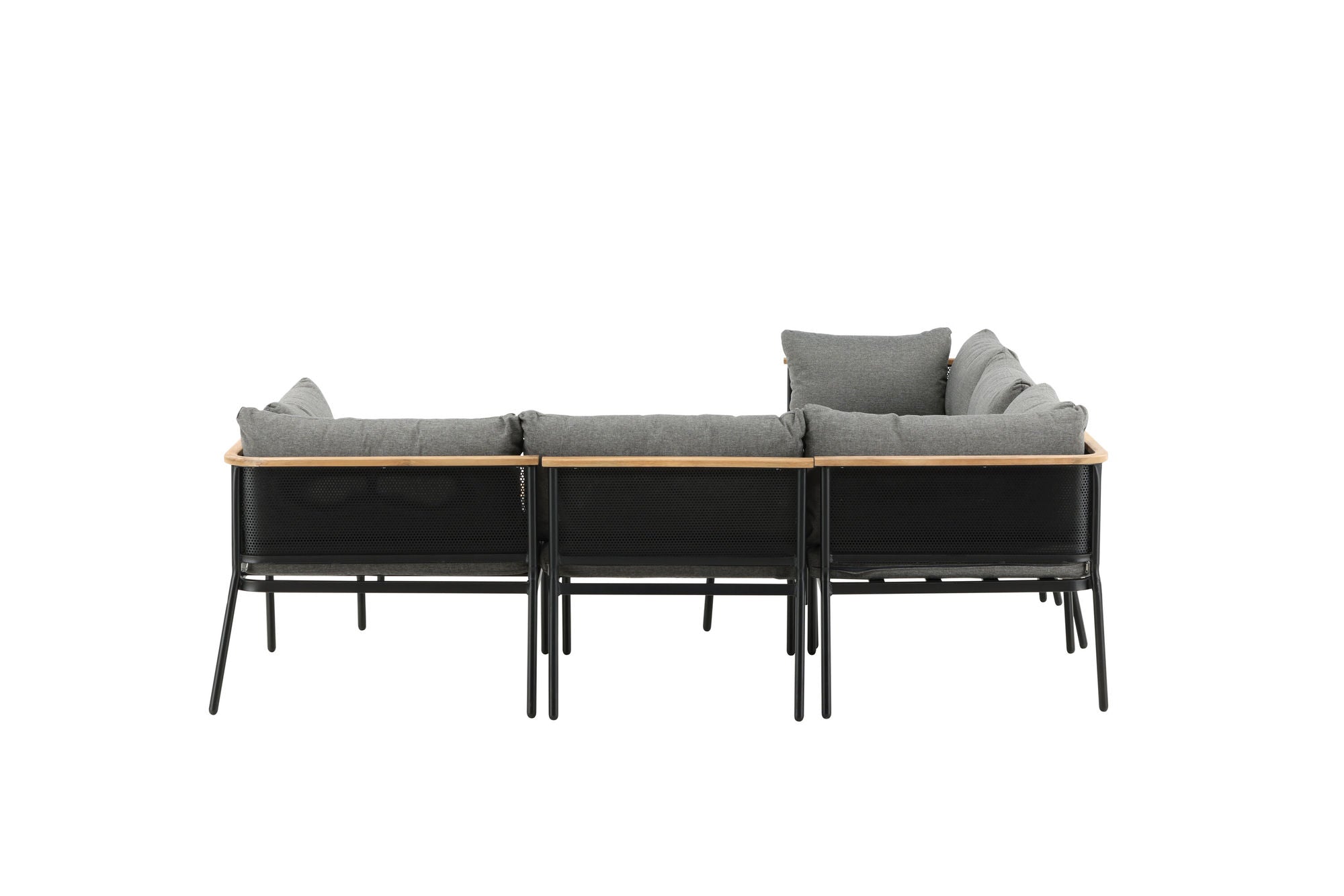 Venture Home Nettan - hjørne sofa set - black Steel / Grey Cushion / Teak