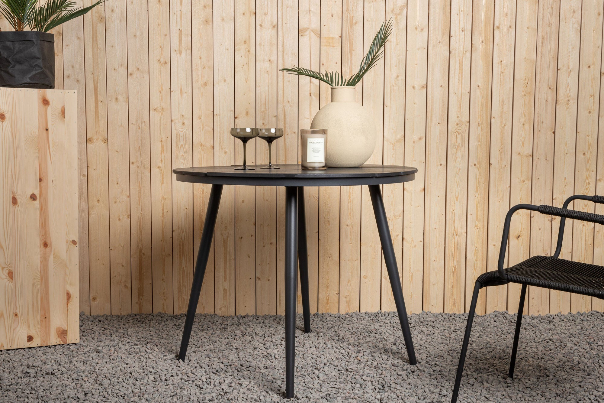 Venture Home Break - spisebord rund- Black / Black - Alu / Aintwood - 90ø