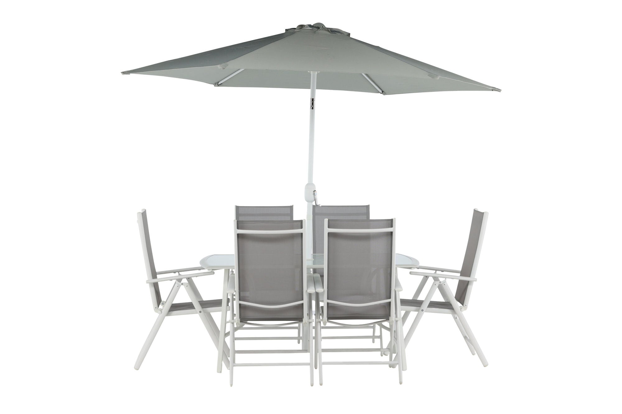 Venture Home Brekki - Dining Set inc. Umbrella- White - Aluminium -