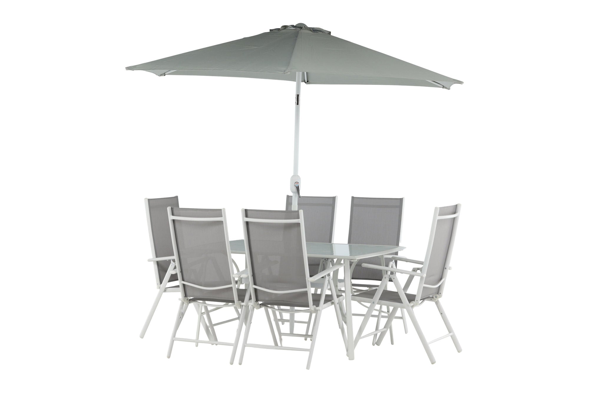 Venture Home Brekki - Dining Set inc. Umbrella- White - Aluminium -