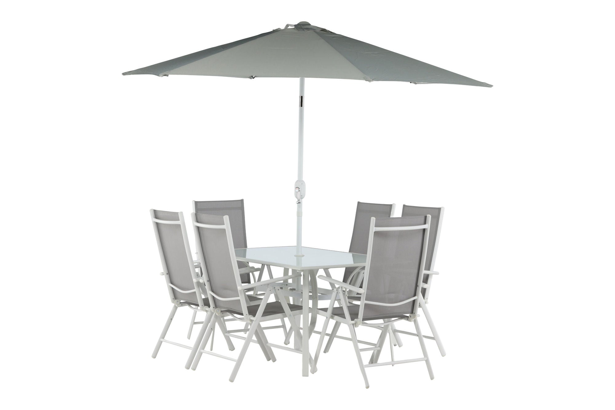 Venture Home Brekki - Dining Set inc. Umbrella- White - Aluminium -
