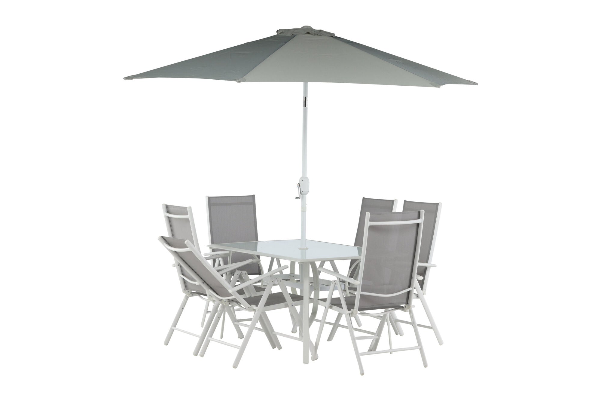 Venture Home Brekki - Dining Set inc. Umbrella- White - Aluminium -