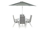 Venture Home Brekki - Dining Set inc. Umbrella- White - Aluminium -