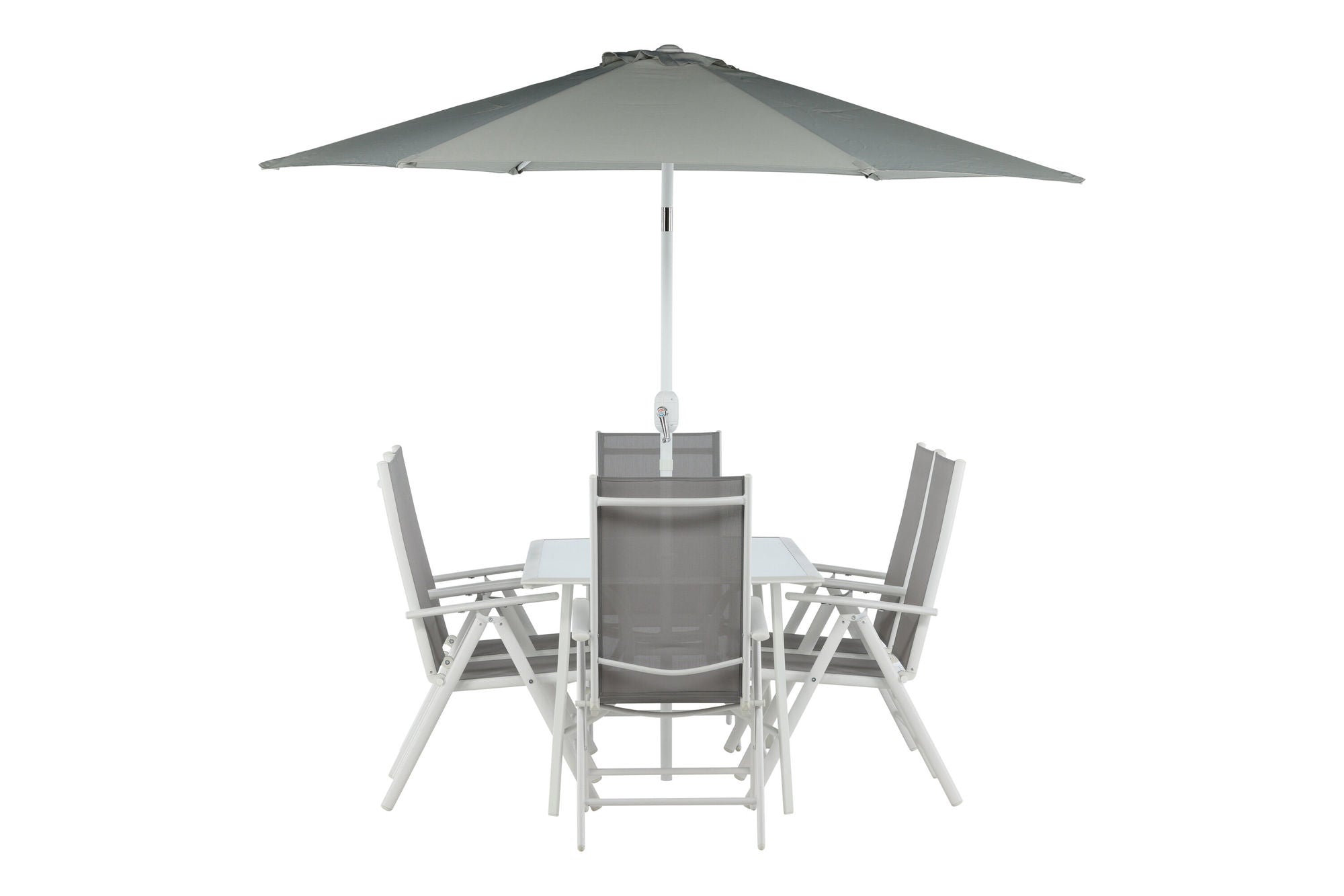 Venture Home Brekki - Dining Set inc. Umbrella- White - Aluminium -