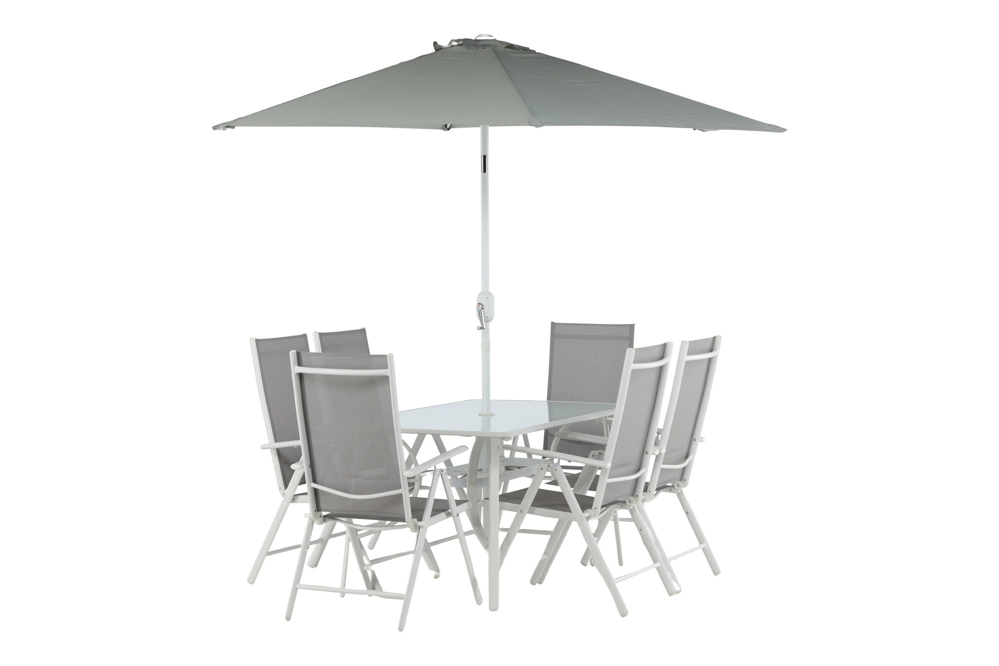 Venture Home Brekki - Dining Set inc. Umbrella- White - Aluminium -