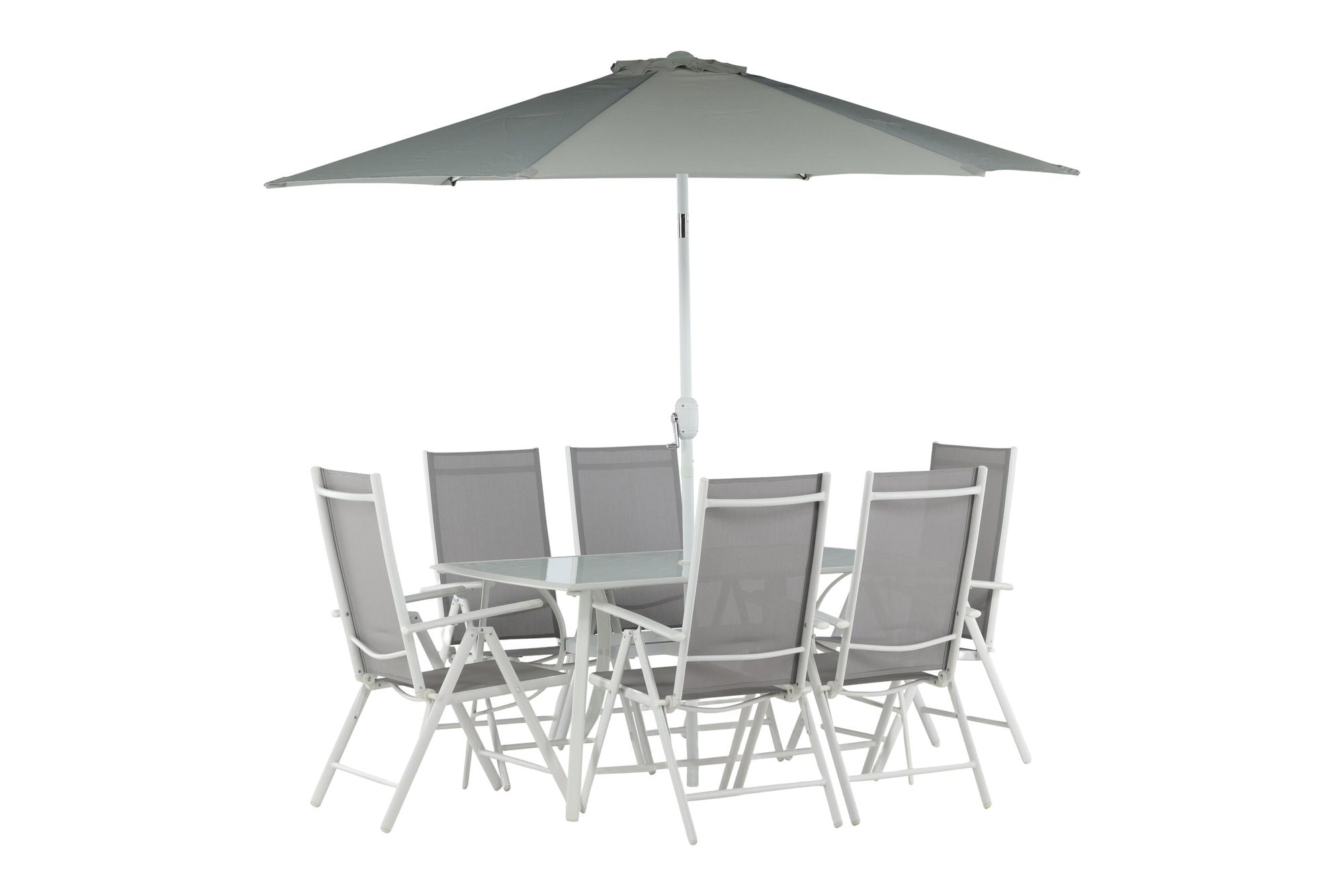 Venture Home Brekki - Dining Set inc. Umbrella- White - Aluminium -