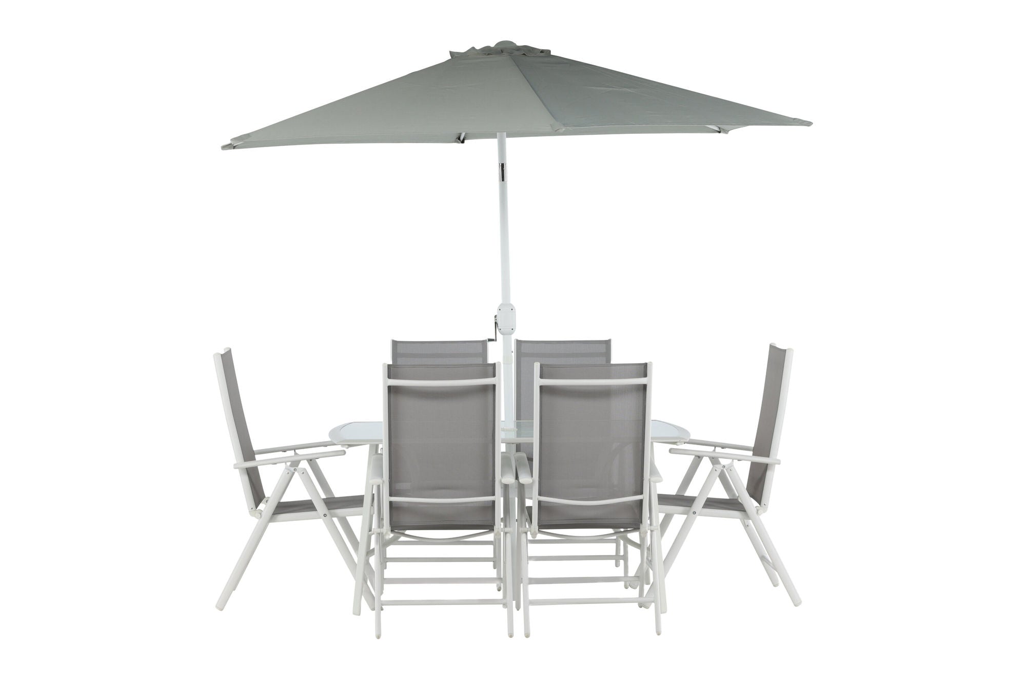 Venture Home Brekki - Dining Set inc. Umbrella- White - Aluminium -