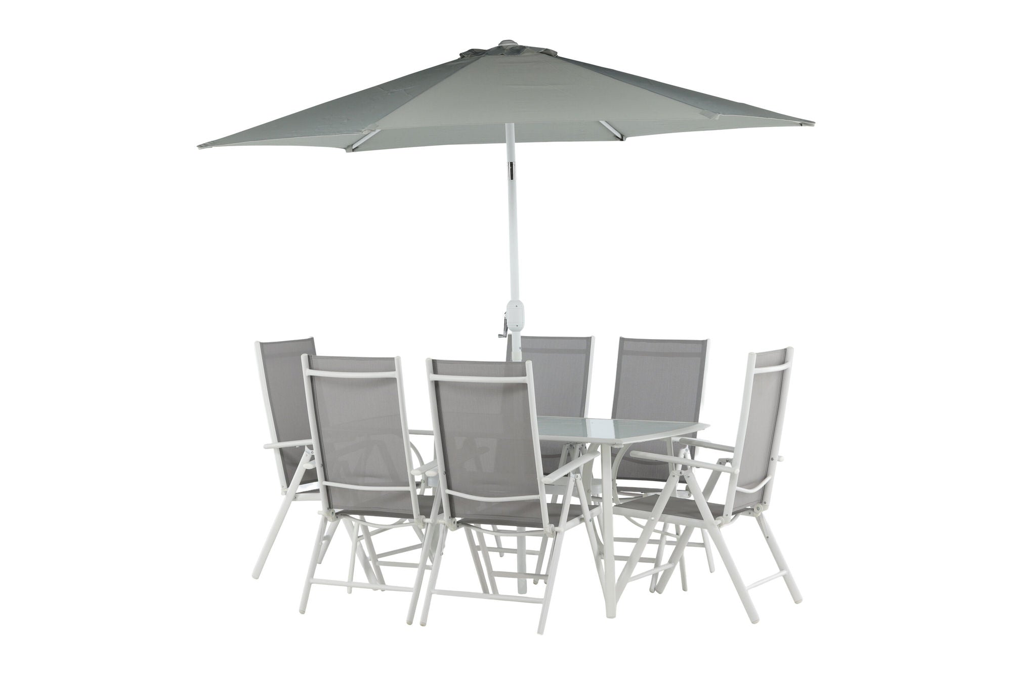 Venture Home Brekki - Dining Set inc. Umbrella- White - Aluminium -