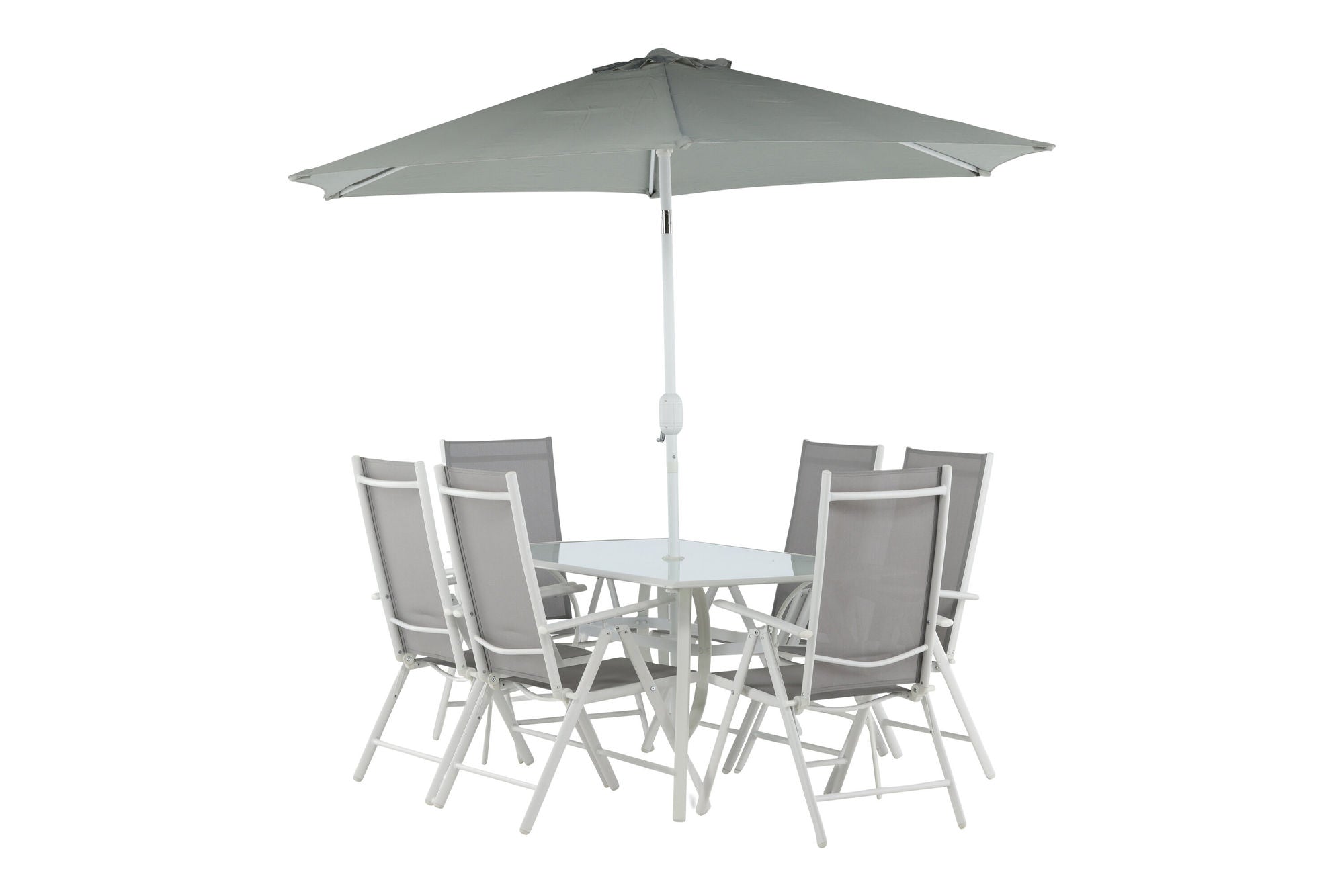 Venture Home Brekki - Dining Set inc. Umbrella- White - Aluminium -