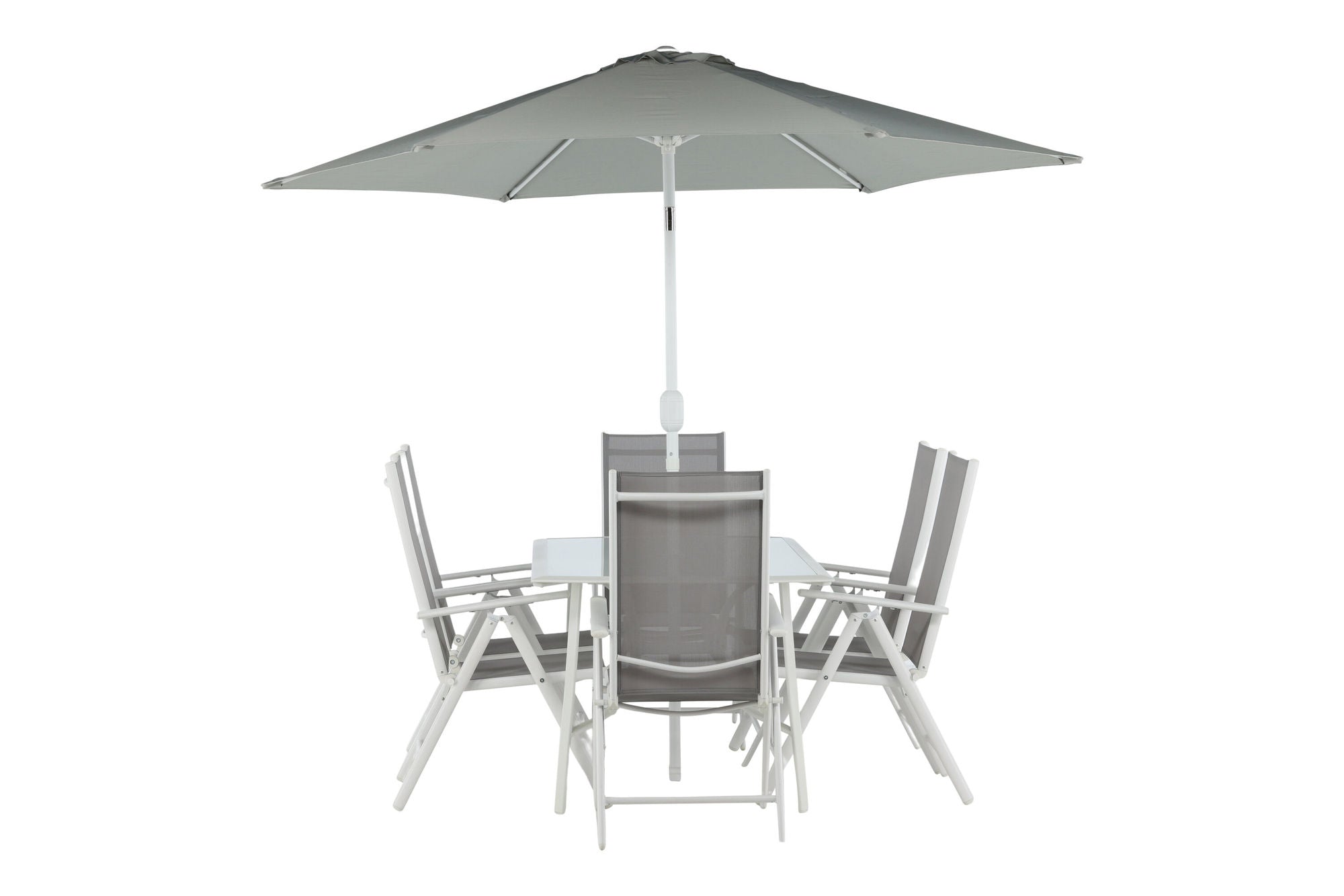Venture Home Brekki - Dining Set inc. Umbrella- White - Aluminium -