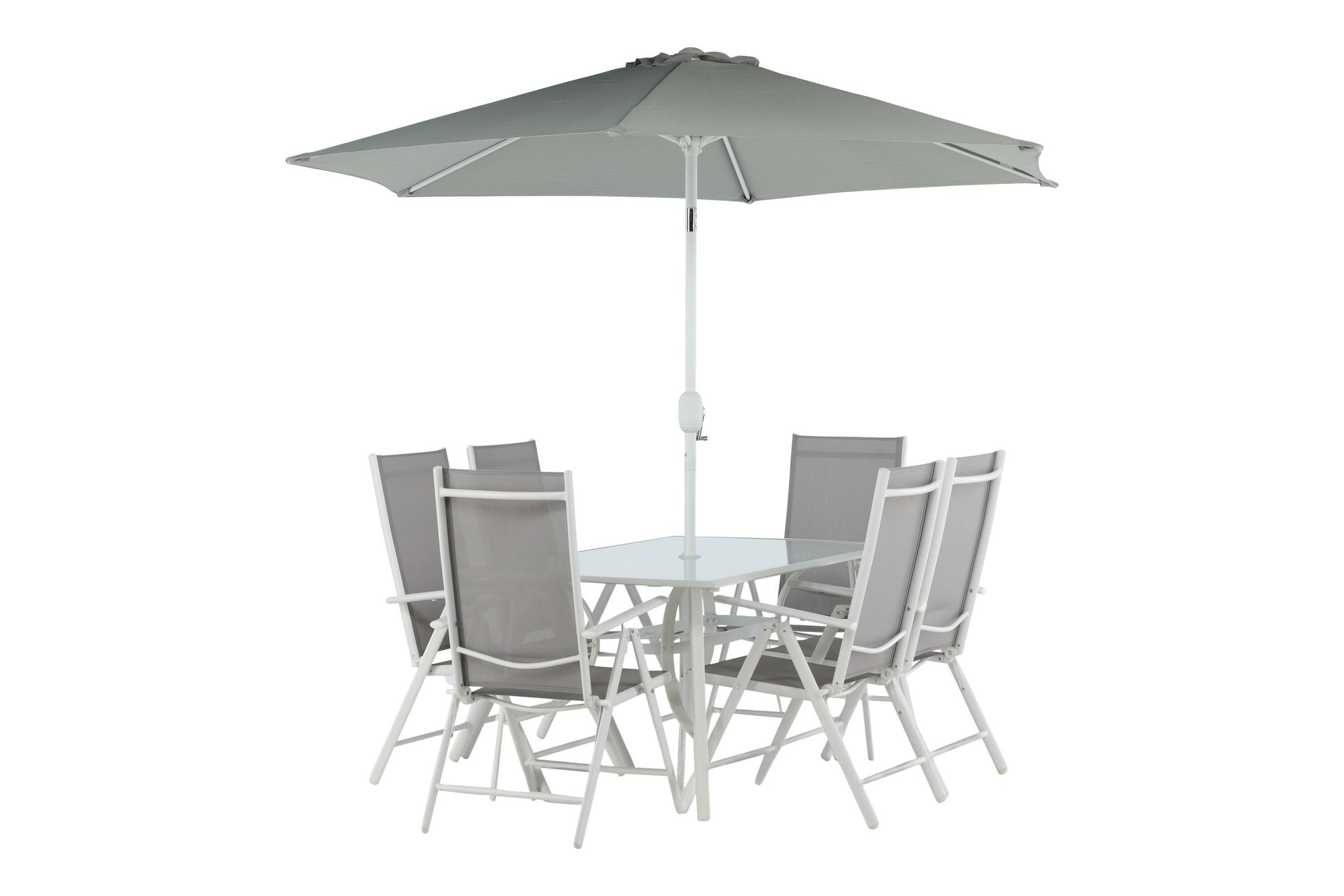 Venture Home Brekki - Dining Set inc. Umbrella- White - Aluminium -