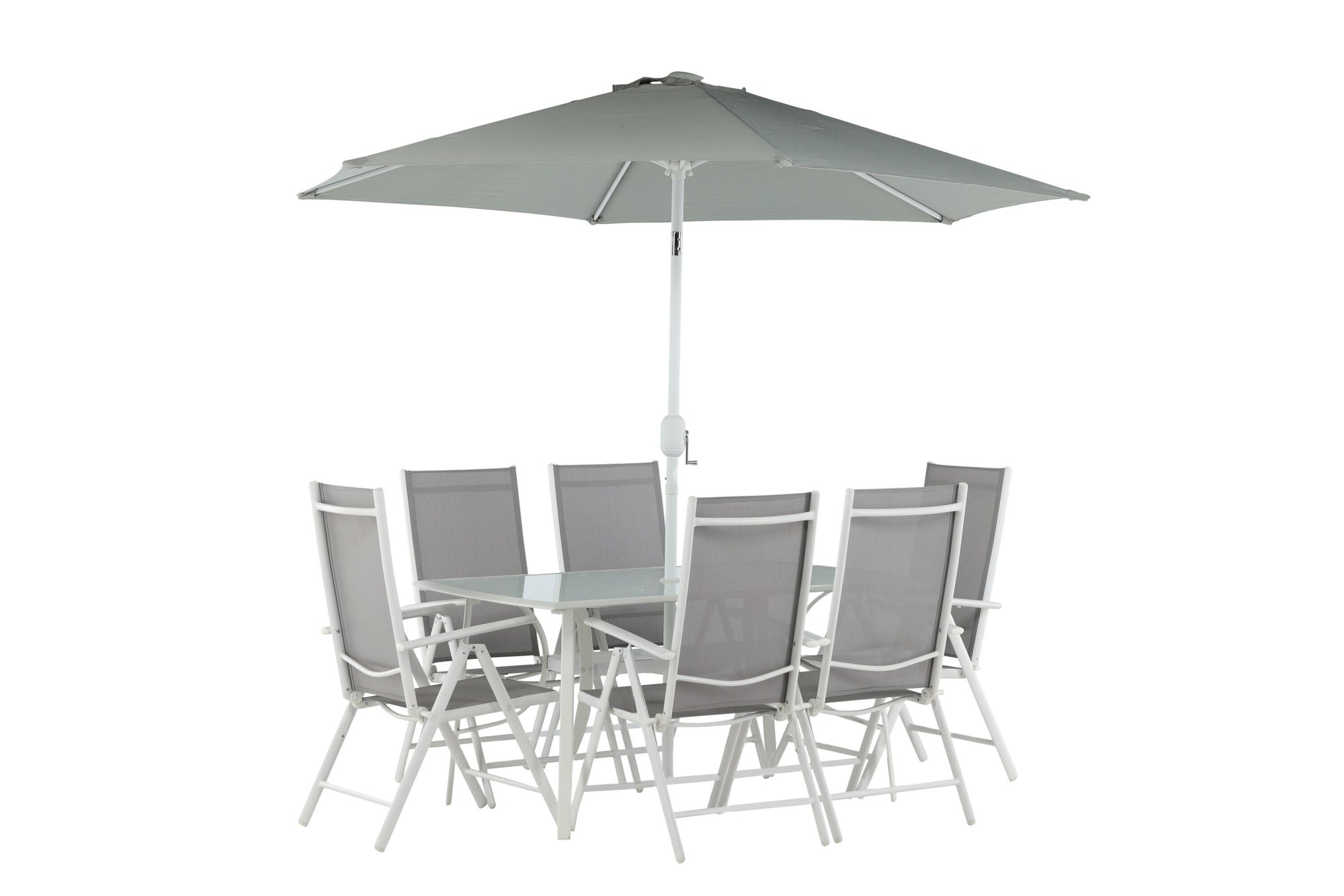 Venture Home Brekki - Dining Set inc. Umbrella- White - Aluminium -