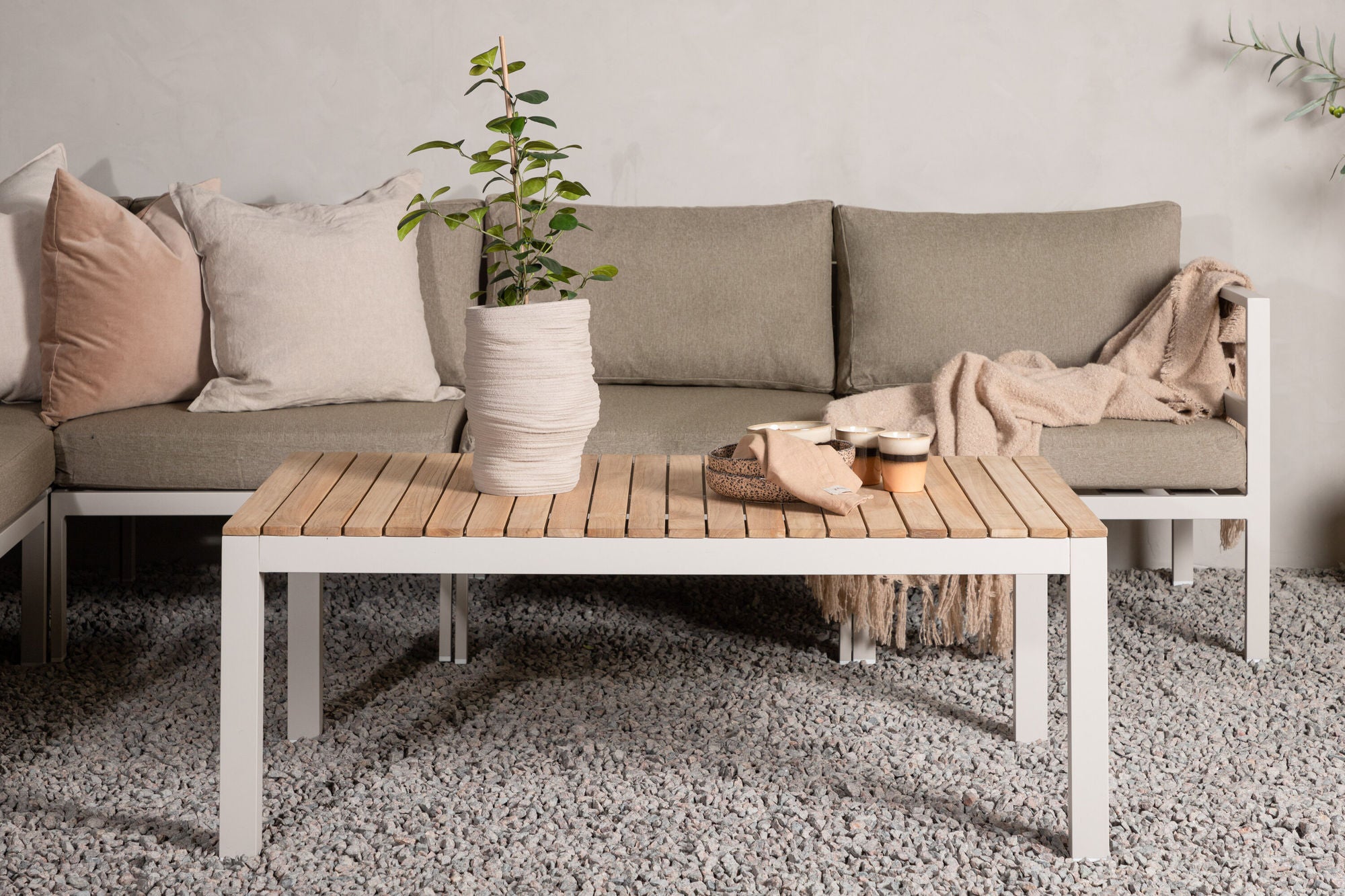 Venture Home Brasilia Sofa bord - Beige alu / teakslats