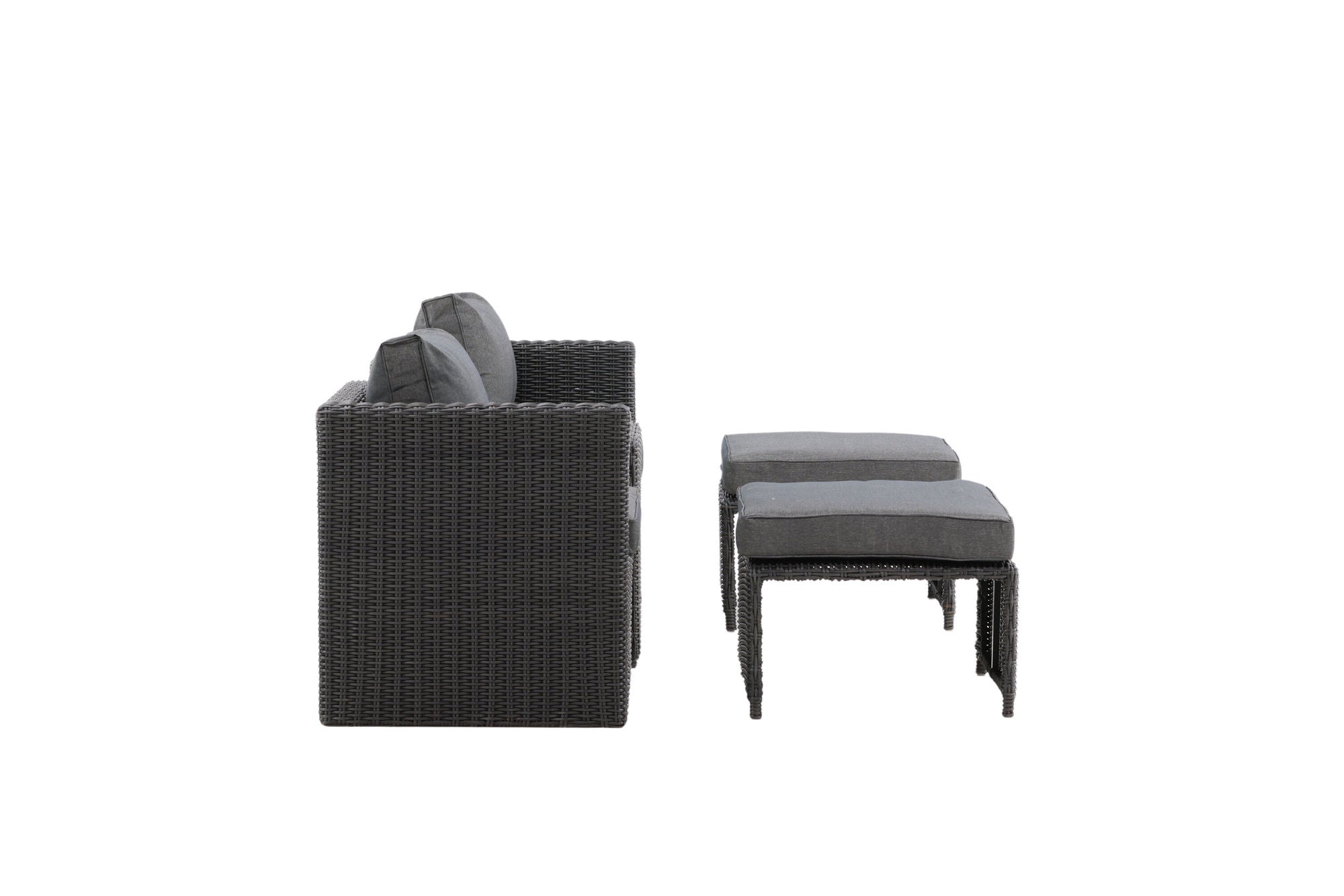 Venture Home Quad - Sofa Set- Black - Wicker -